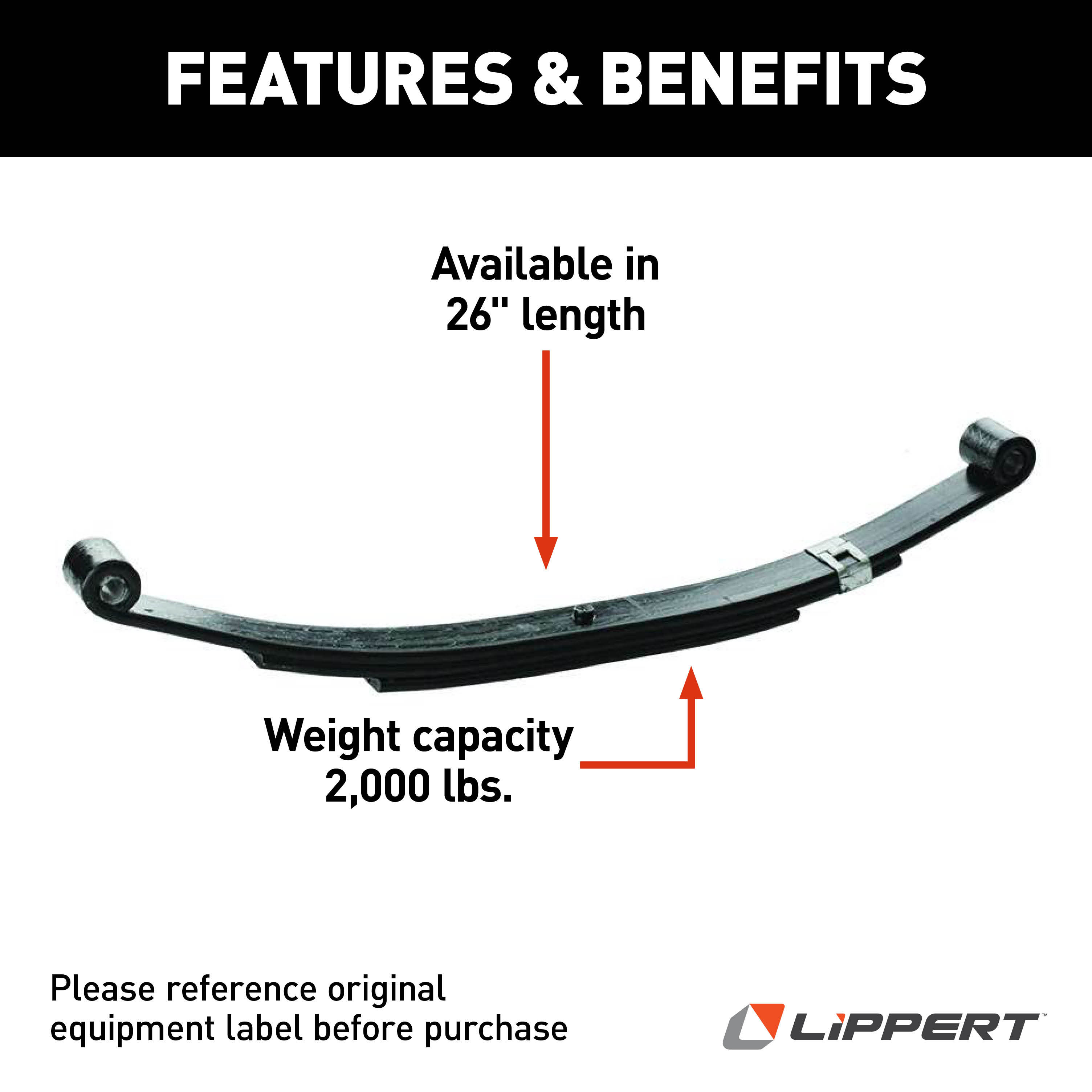 Lippert Replacement Double-Eye Trailer Leaf Spring - 26", 2,000-lb. Weight Capacity 125797 thumbnail 1
