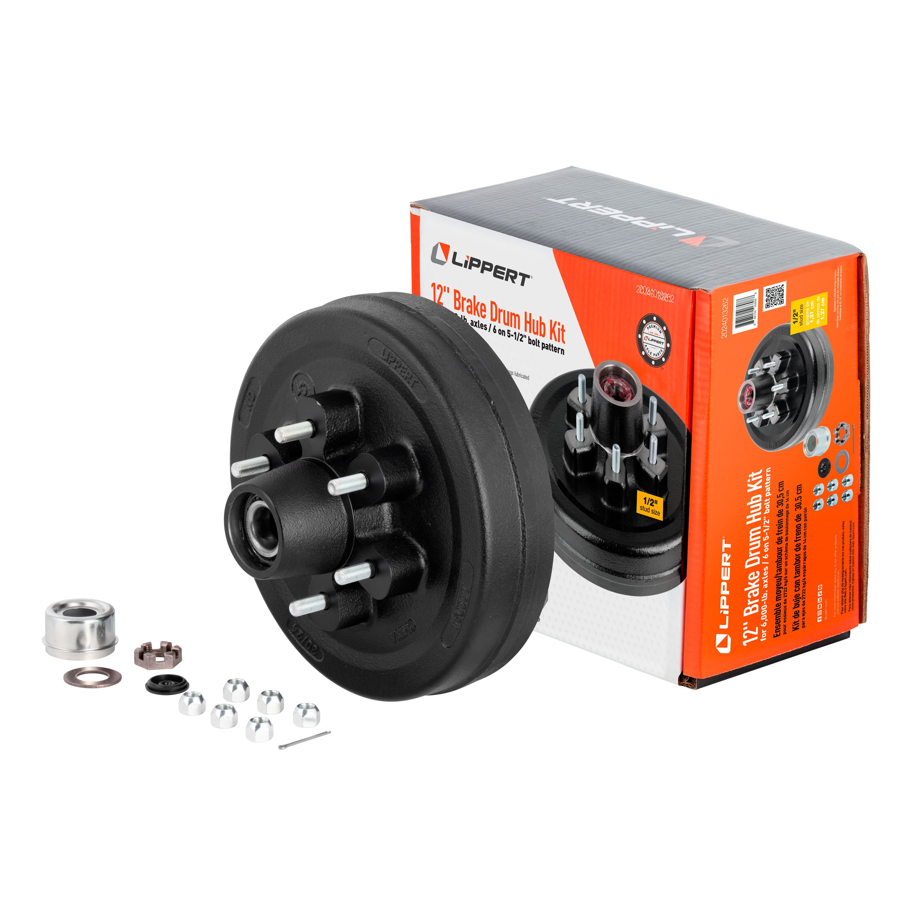 Lippert Complete Pre-Greased Hub Assembly with Lug Nuts - 6,000-lb. Axles, 1/2" Stud 2024013262 thumbnail 0