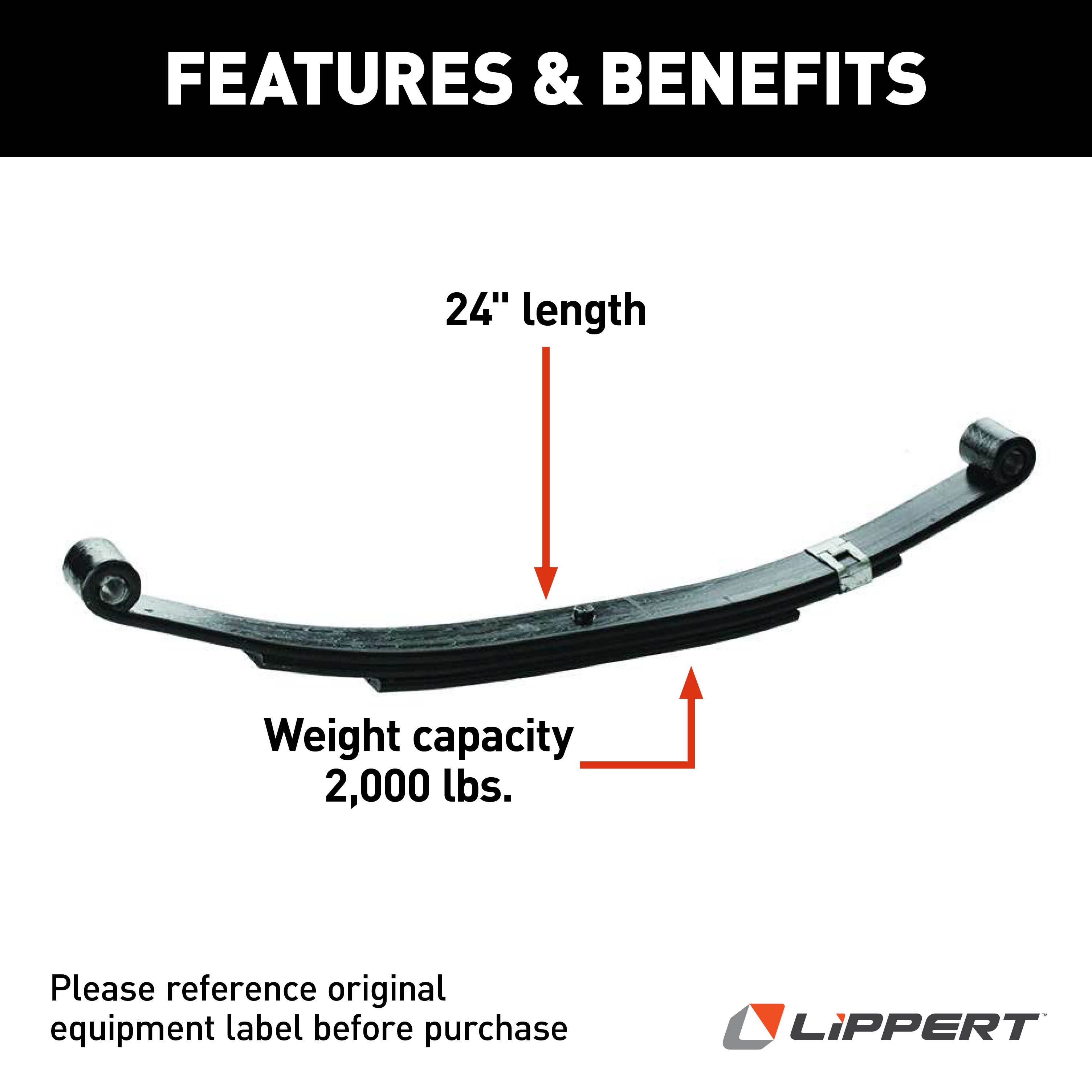Lippert Replacement Double-Eye Trailer Leaf Spring - 24", 2,000-lb. Weight Capacity 125799 thumbnail 1
