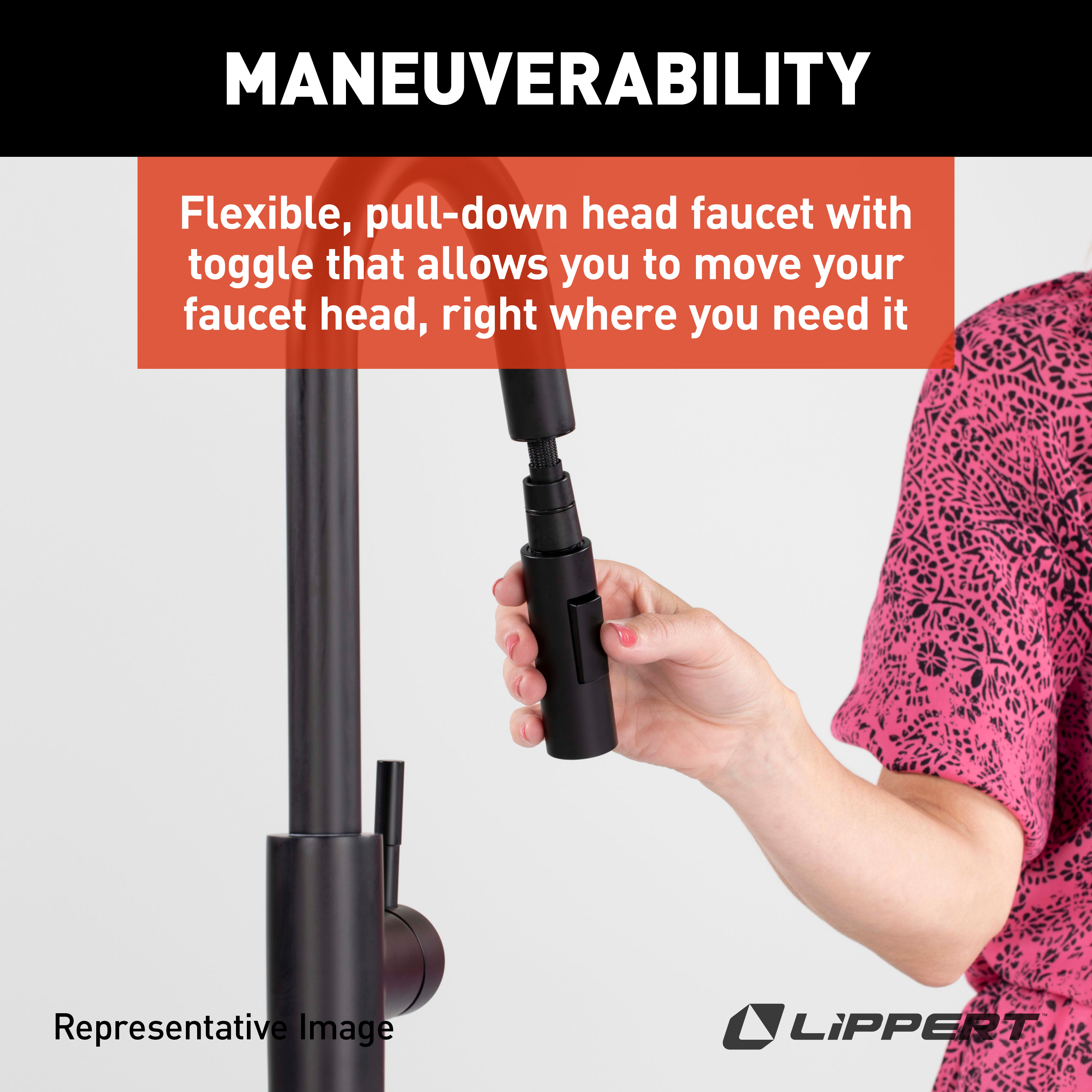 Lippert Flow Max Bullet Pull-Down Kitchen Faucet - Black Matte thumbnail 4