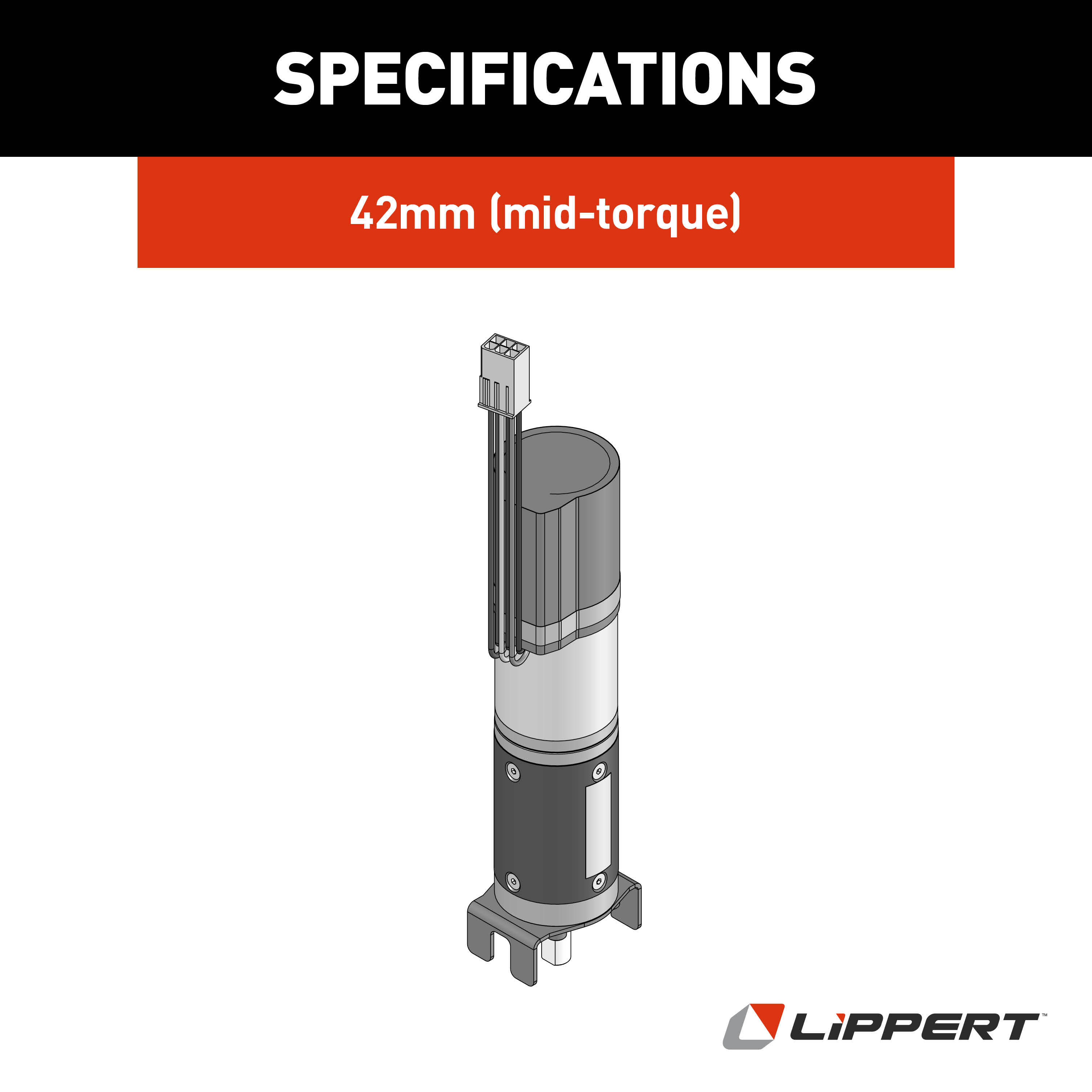 Lippert Replacement SlimRack In-Wall Slide-Out Motor with Brake - 42mm Mid-Torque #1510000227 thumbnail 4