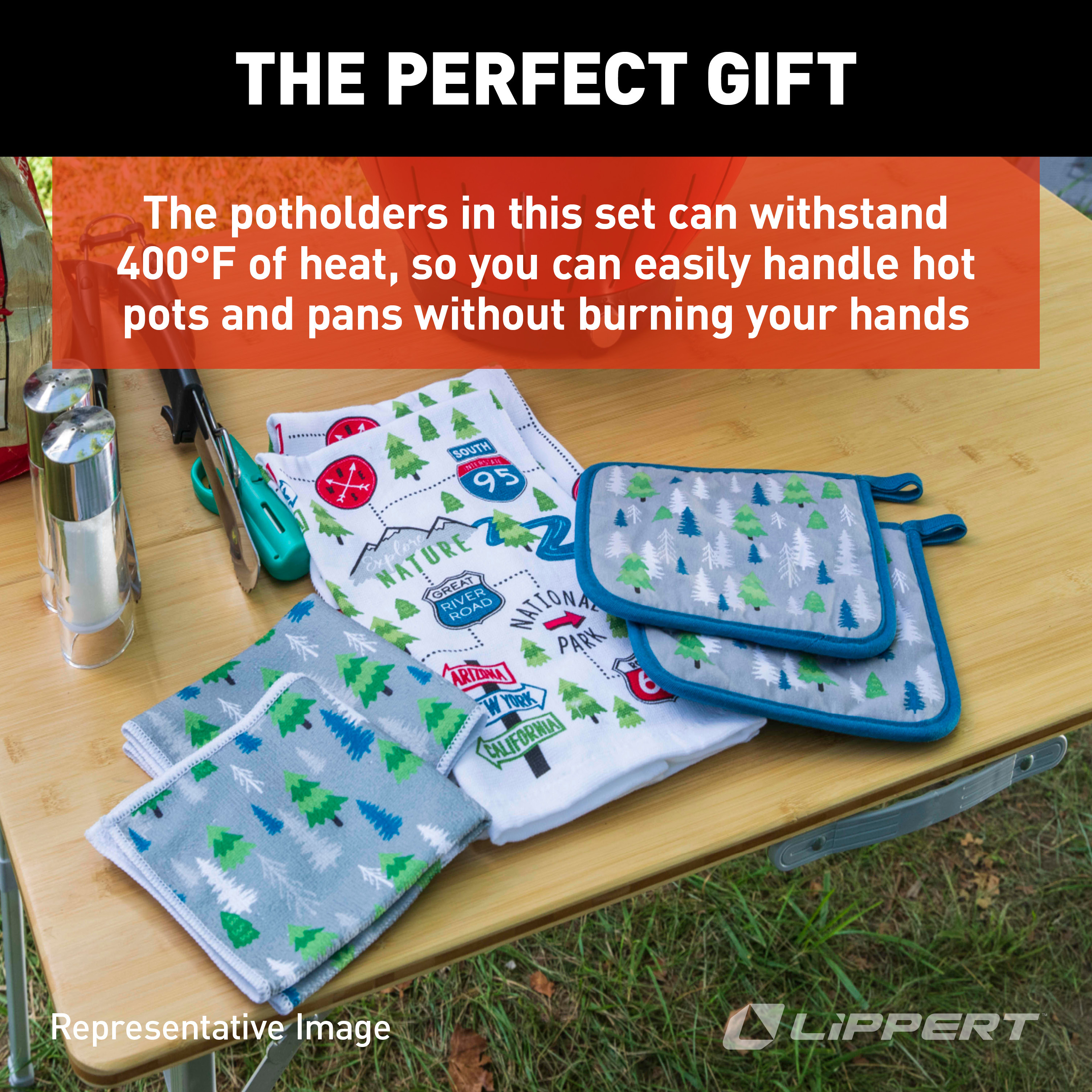 Lippert Road Sign Kitchen Towel & Potholder Set - 6 Pieces thumbnail 6