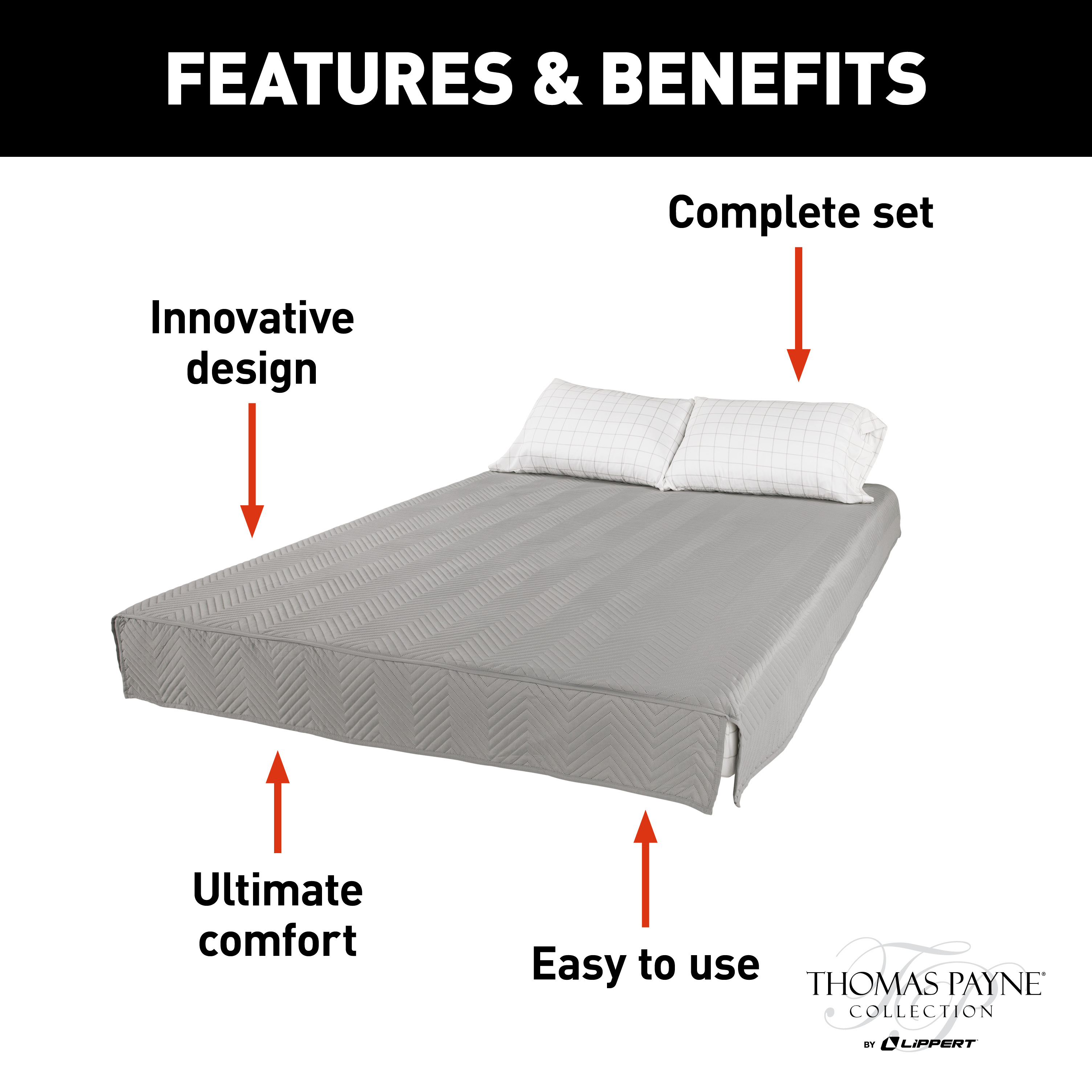 Thomas Payne Easy Zzzs RV Bedding Set - Queen, Grey #2022107820 thumbnail 2