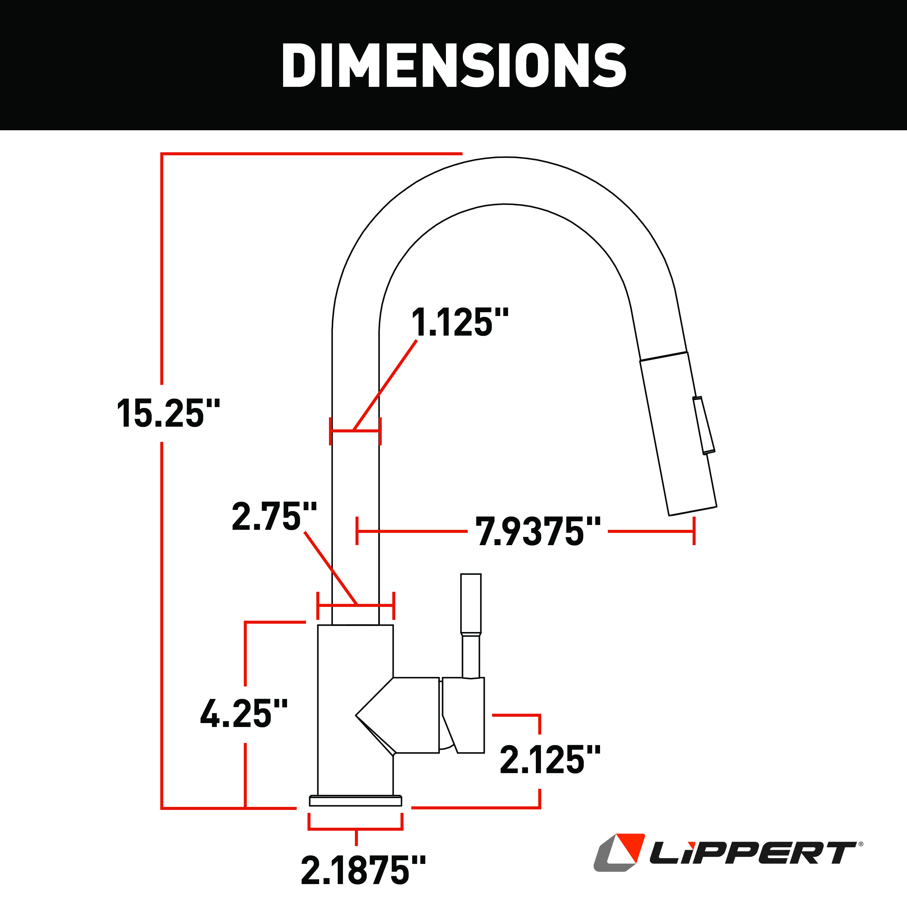 Lippert Flow Max Bullet Pull-Down Kitchen Faucet - Stainless Steel thumbnail 1