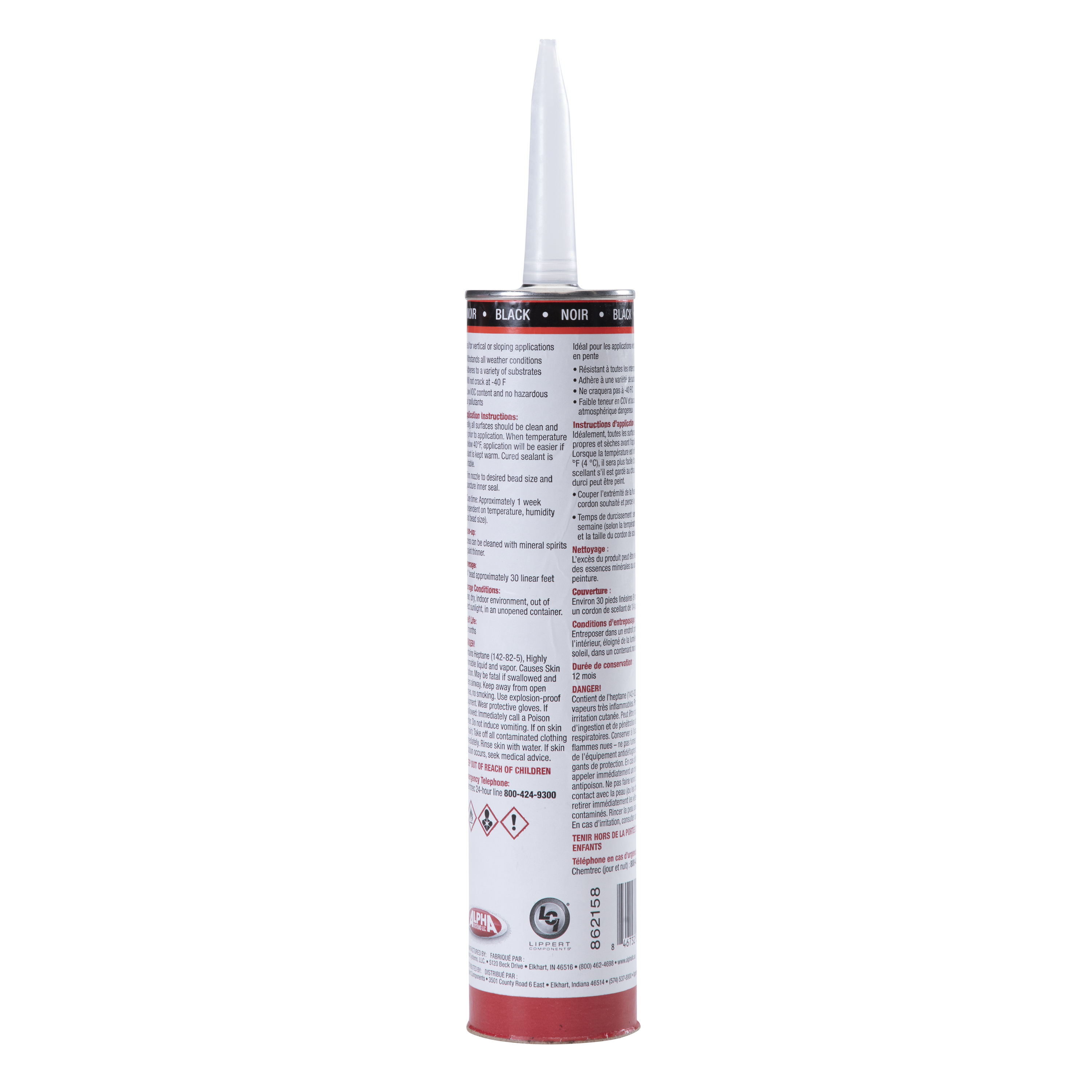 Alpha Systems 1010 Low VOC Non-Sag Sealant, Black (10.3 Oz. Tube) thumbnail 1