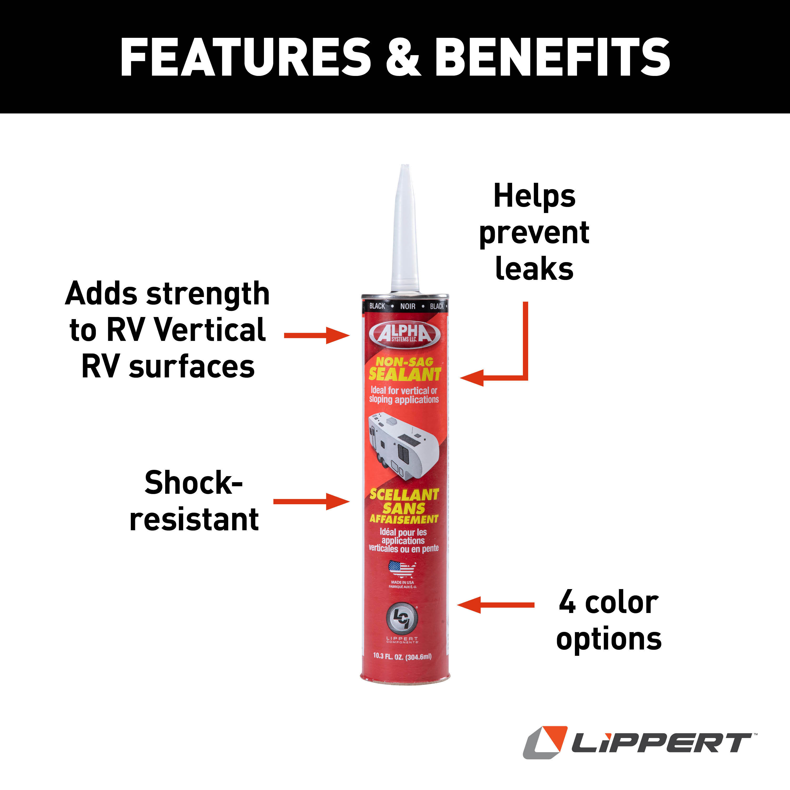 Alpha Systems 1010 Low VOC Non-Sag Sealant, Black (10.3 Oz. Tube) thumbnail 3