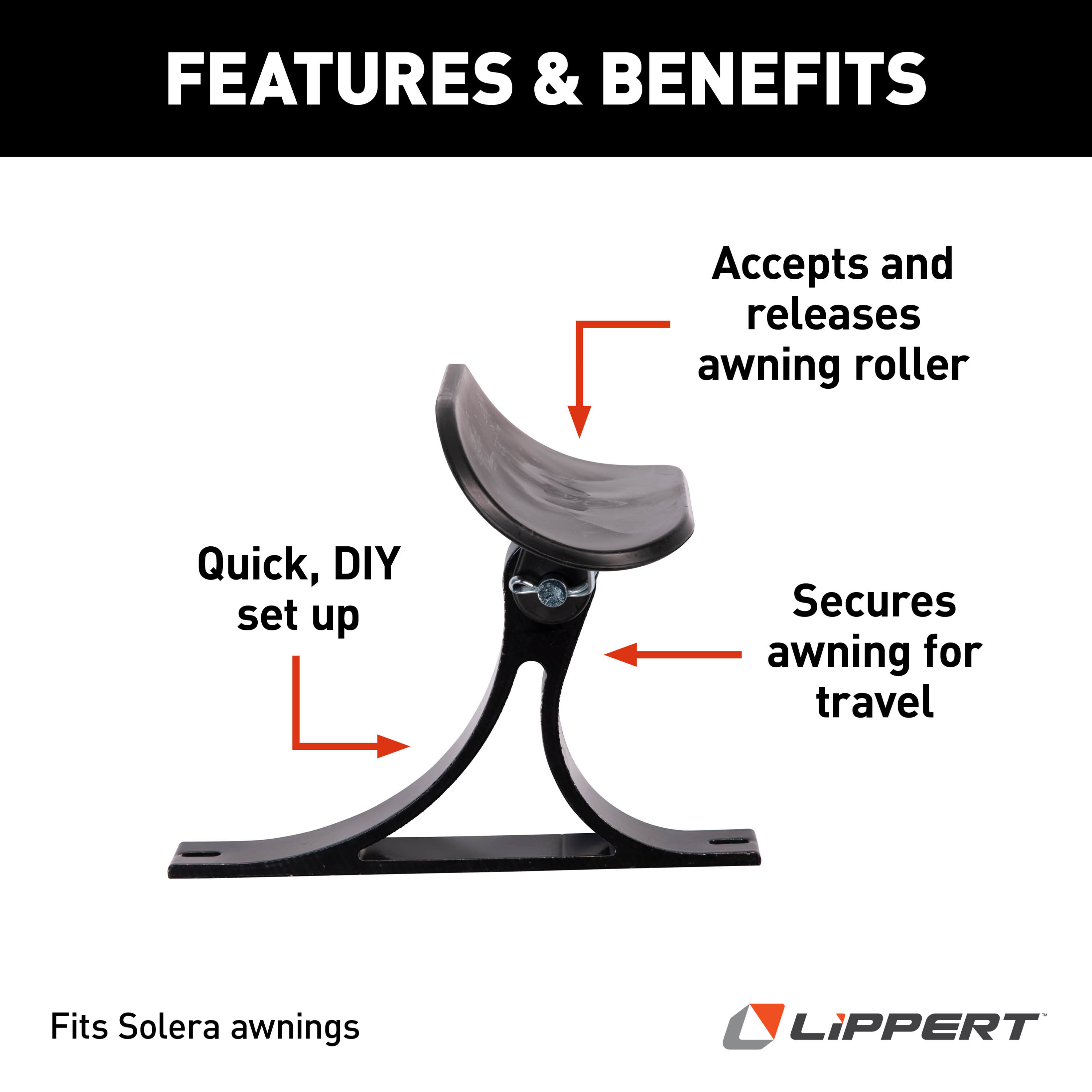 Solera Awning Roller Cradle Support - Black #289374 thumbnail 1