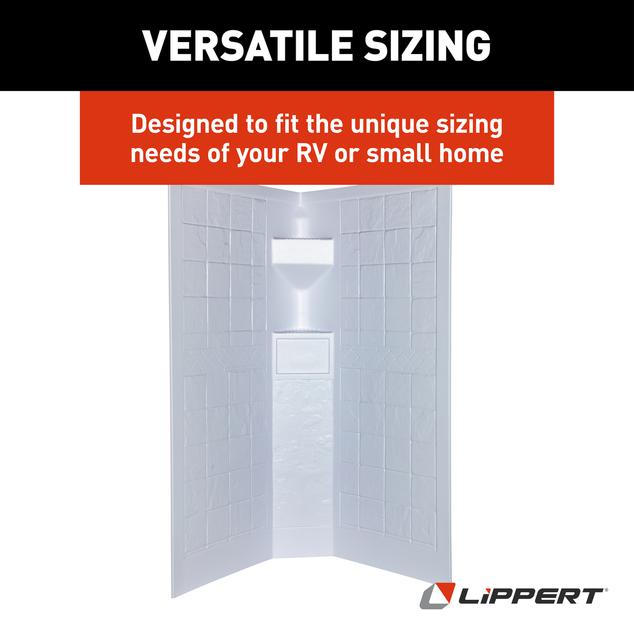 Lippert Neo Angle RV Shower Wall Surround - 34"x 34"x 68" White #306205 thumbnail 5