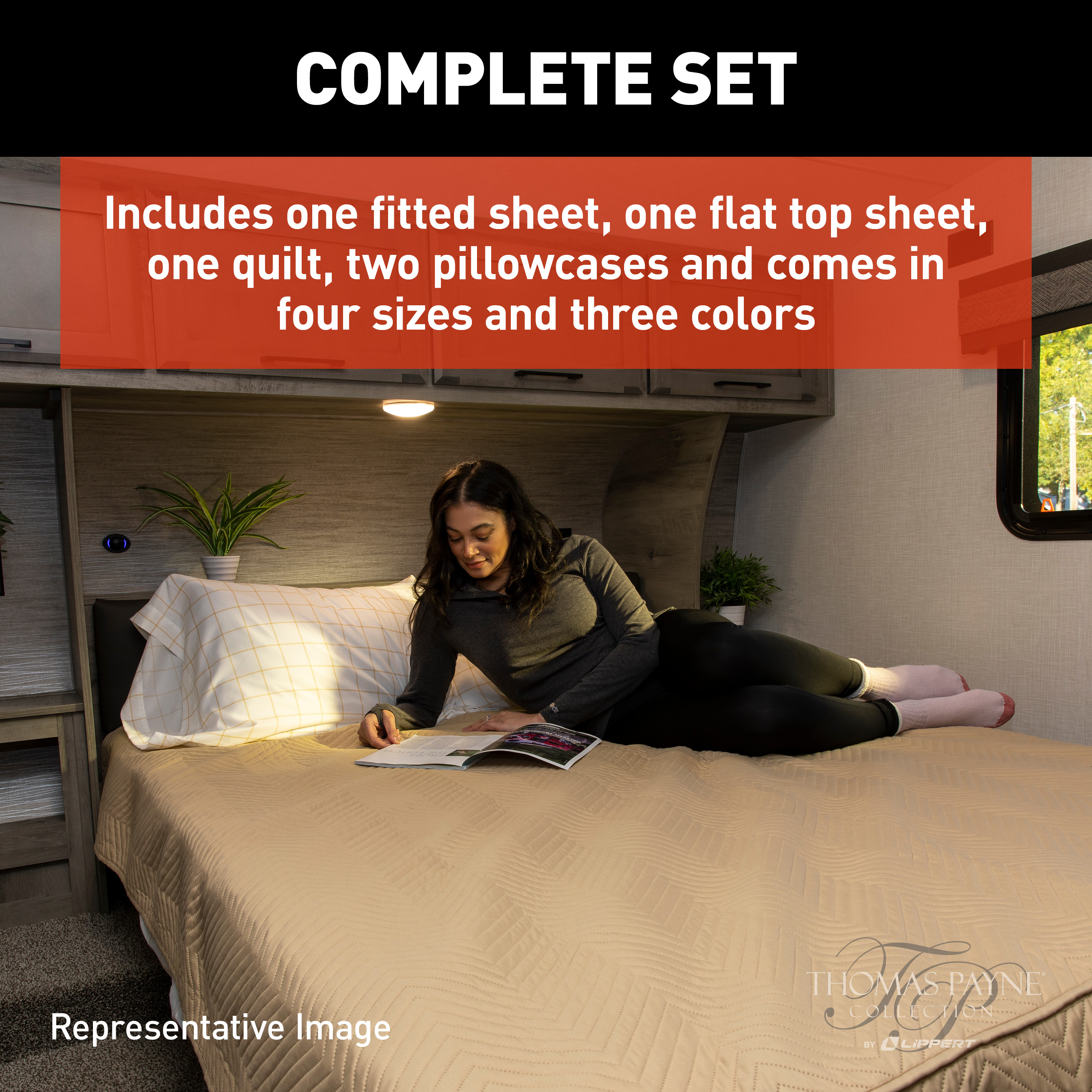 Thomas Payne Easy Zzzs RV Bedding Set - Queen, Tan #2022107830 thumbnail 3