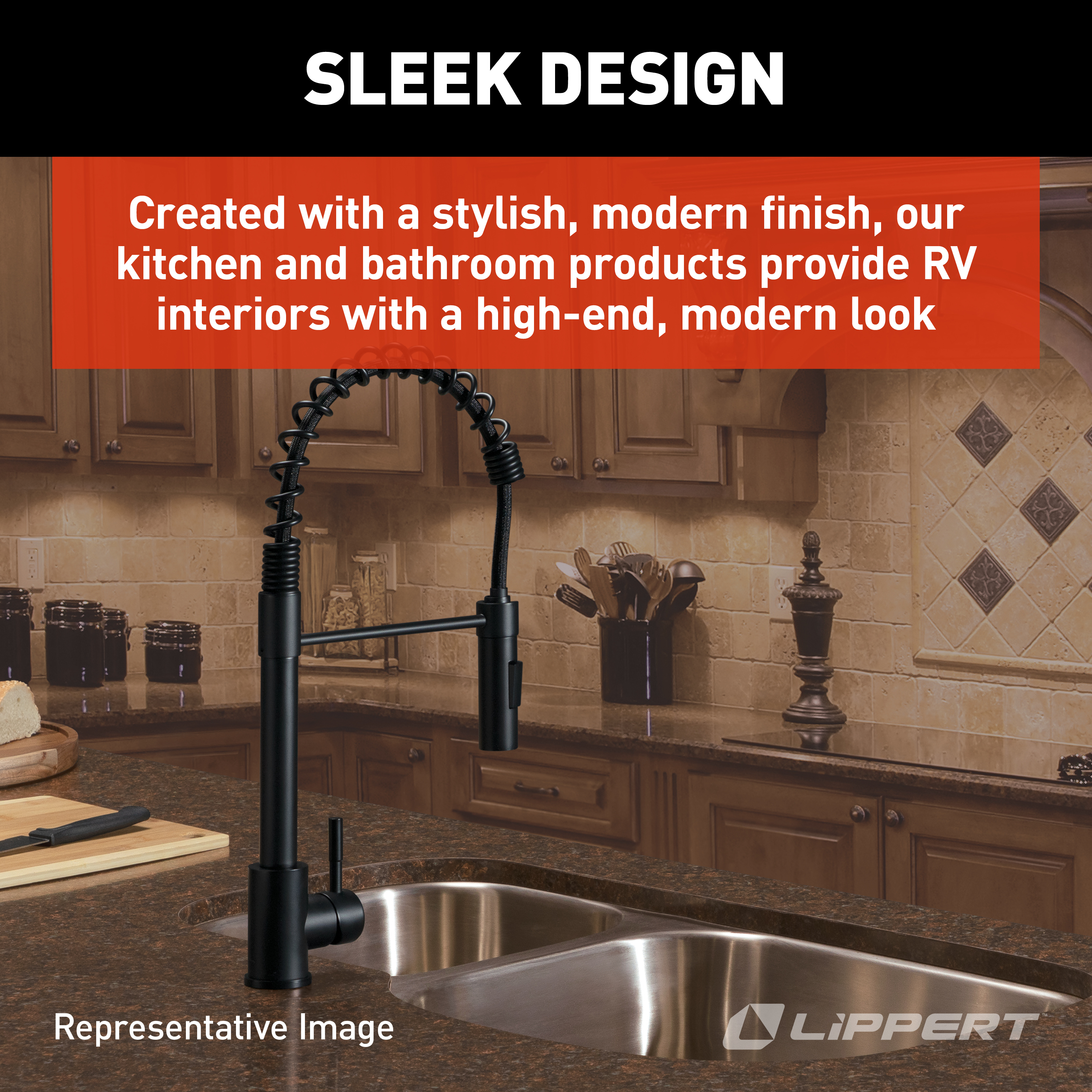 Lippert Flow Max Coiled Kitchen Faucet - Black/Stainless Steel #2022109922 thumbnail 2