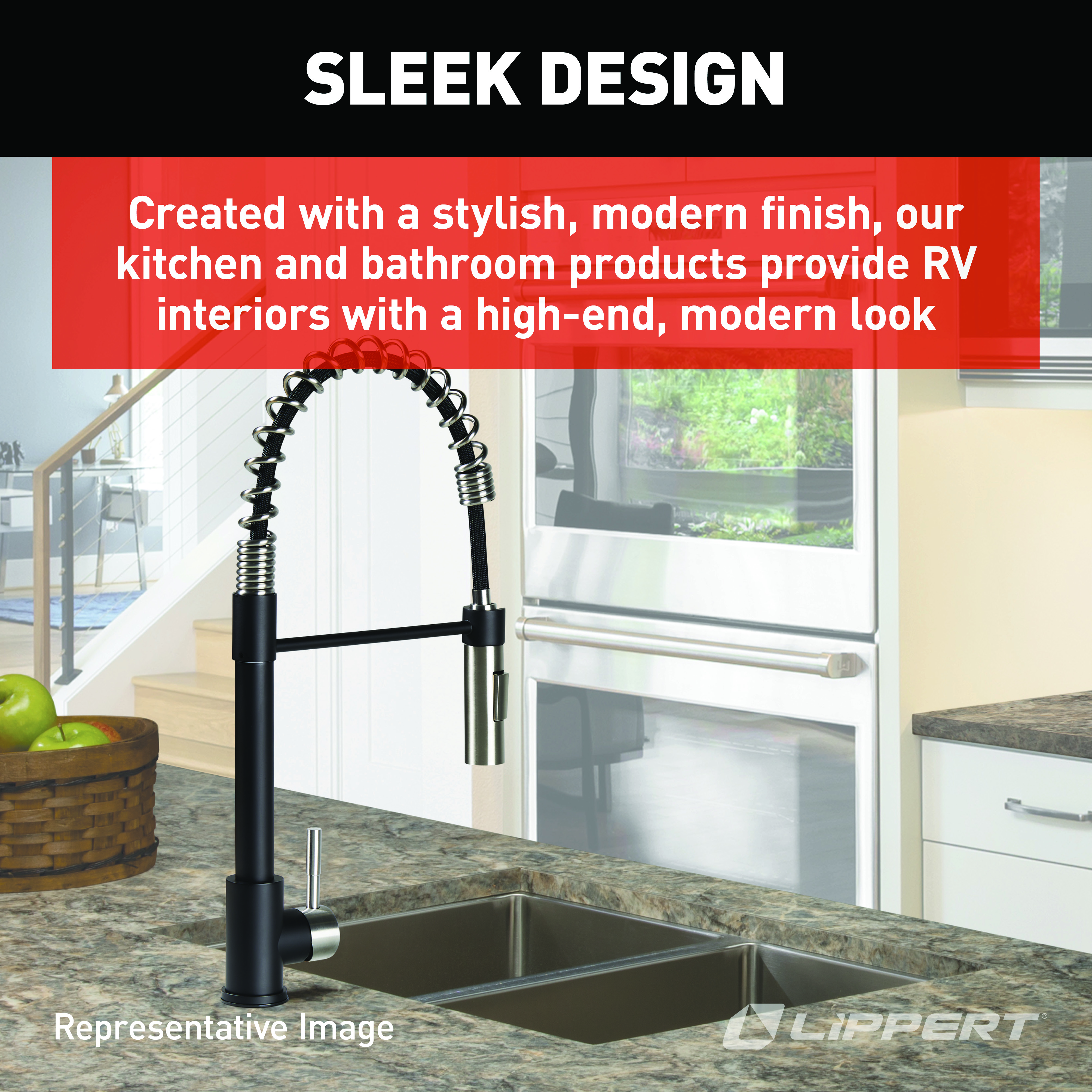 Lippert Flow Max Coiled Kitchen Faucet - Black/Stainless Steel #2022109922 thumbnail 3