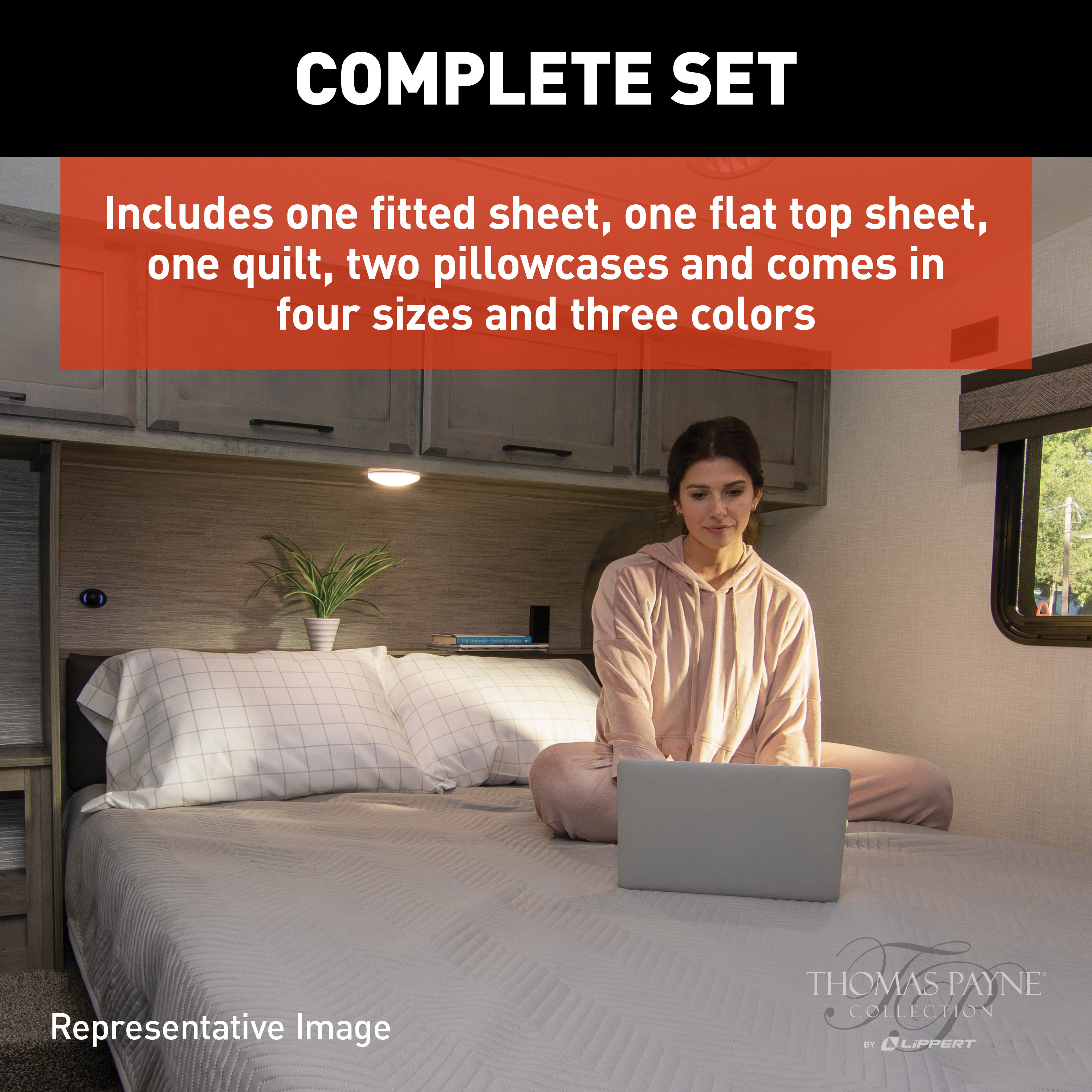 Thomas Payne Easy Zzzs RV Bedding Set - Short Queen, Grey #2022107819 thumbnail 3