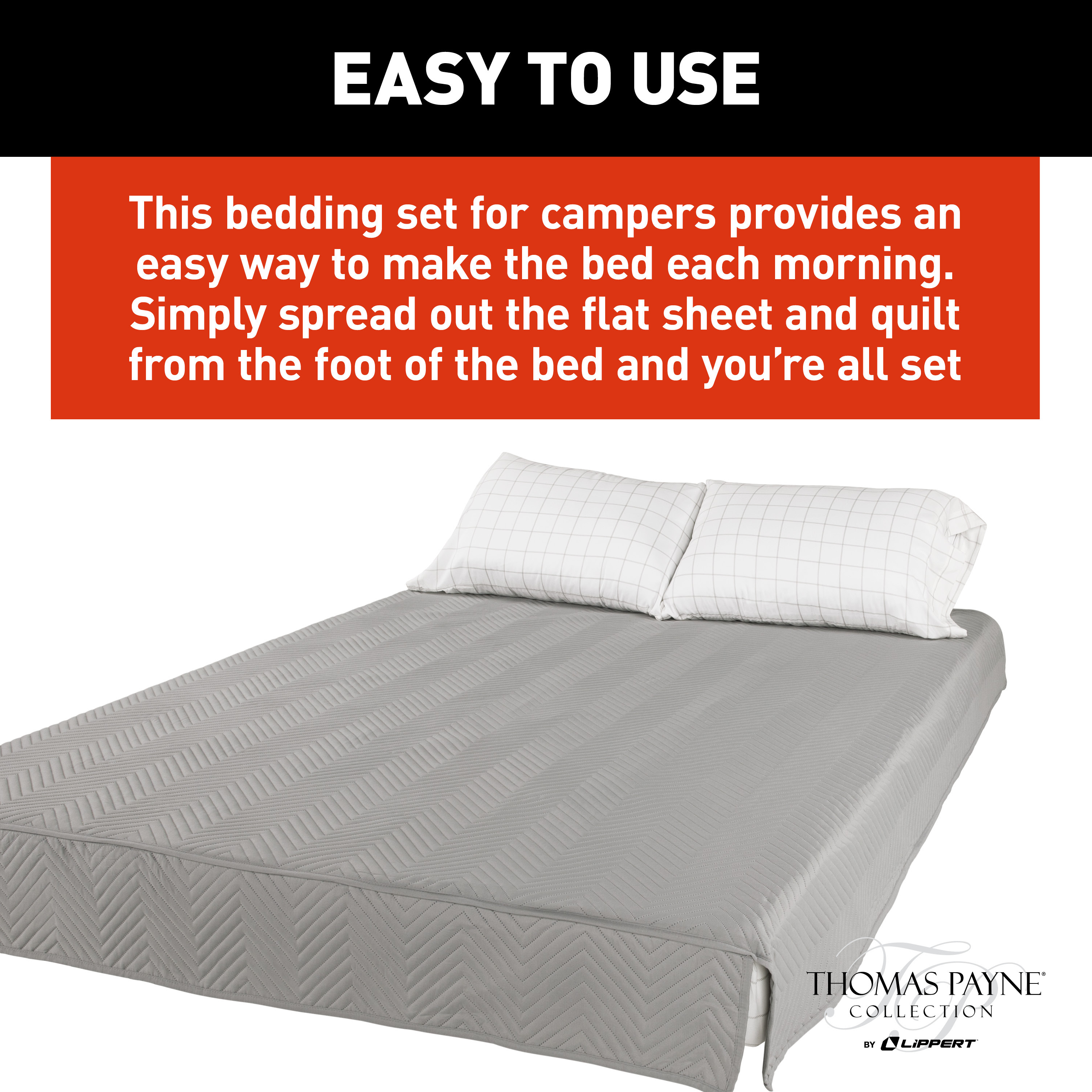 Thomas Payne Easy Zzzs RV Bedding Set - Short Queen, Grey #2022107819 thumbnail 6