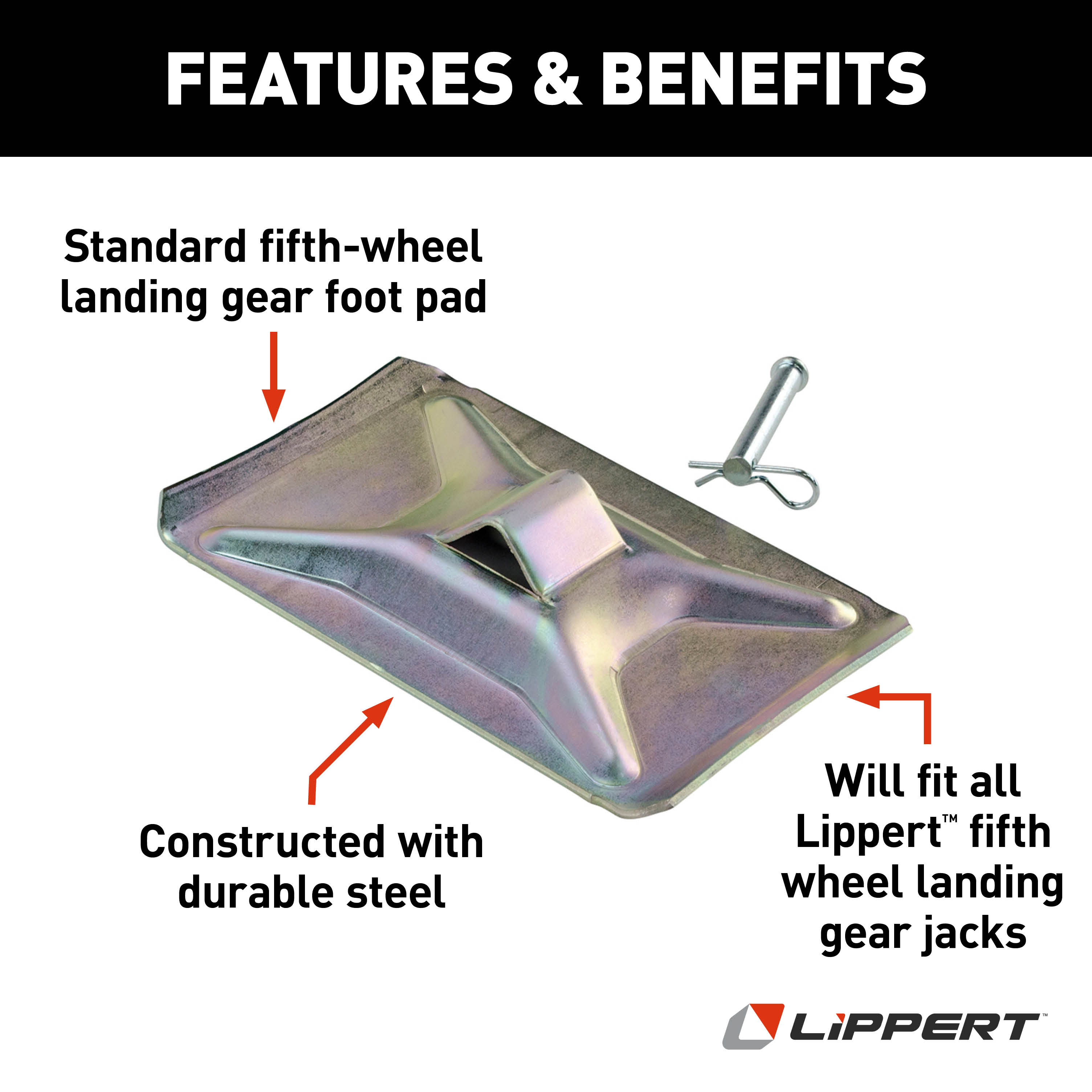 Lippert Replacement Standard 5th Wheel Landing Gear Foot Pad - 5" x 8" #119225 thumbnail 2