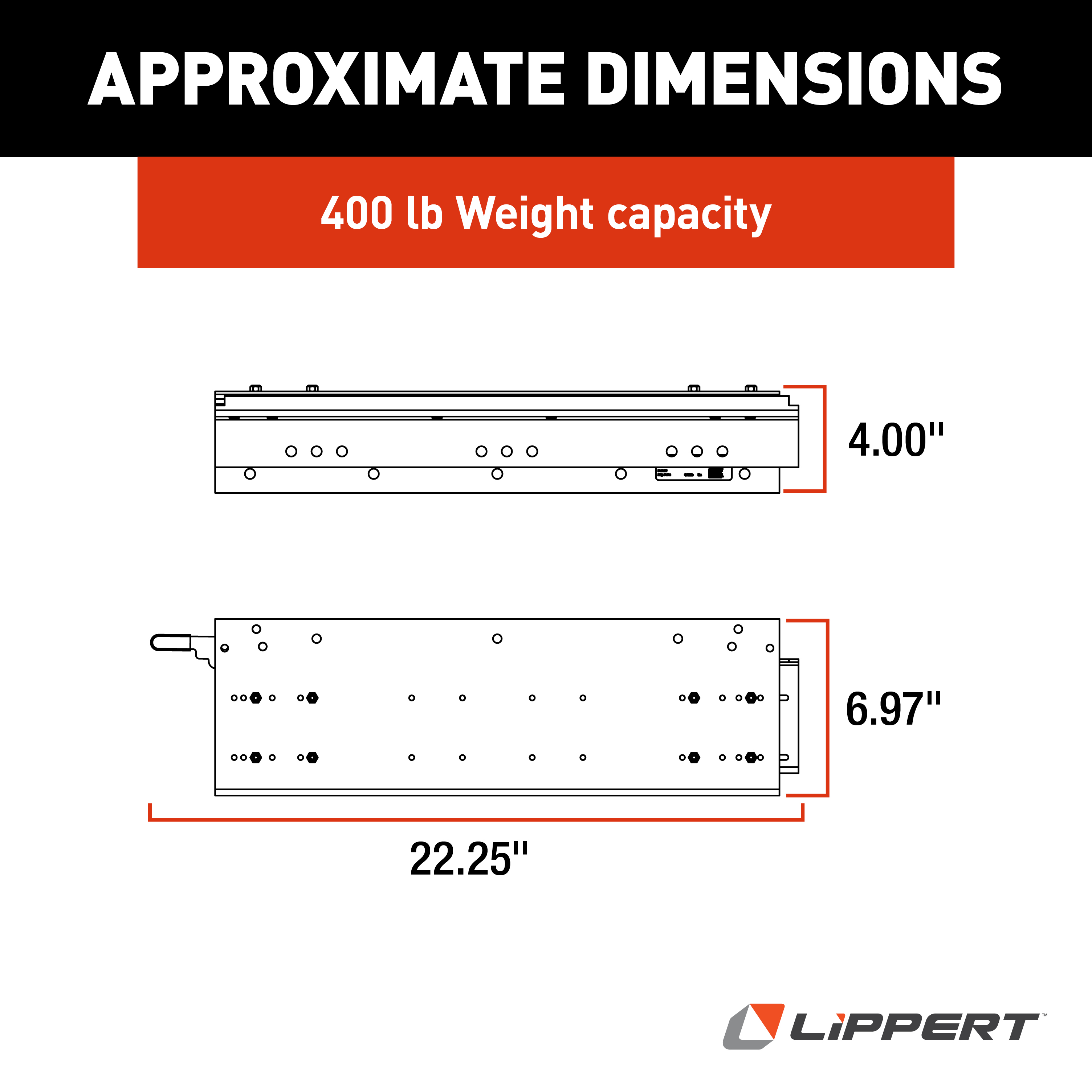 LIPPERT 22" Heavy Duty Slide, 400 lb. Capacity thumbnail 1