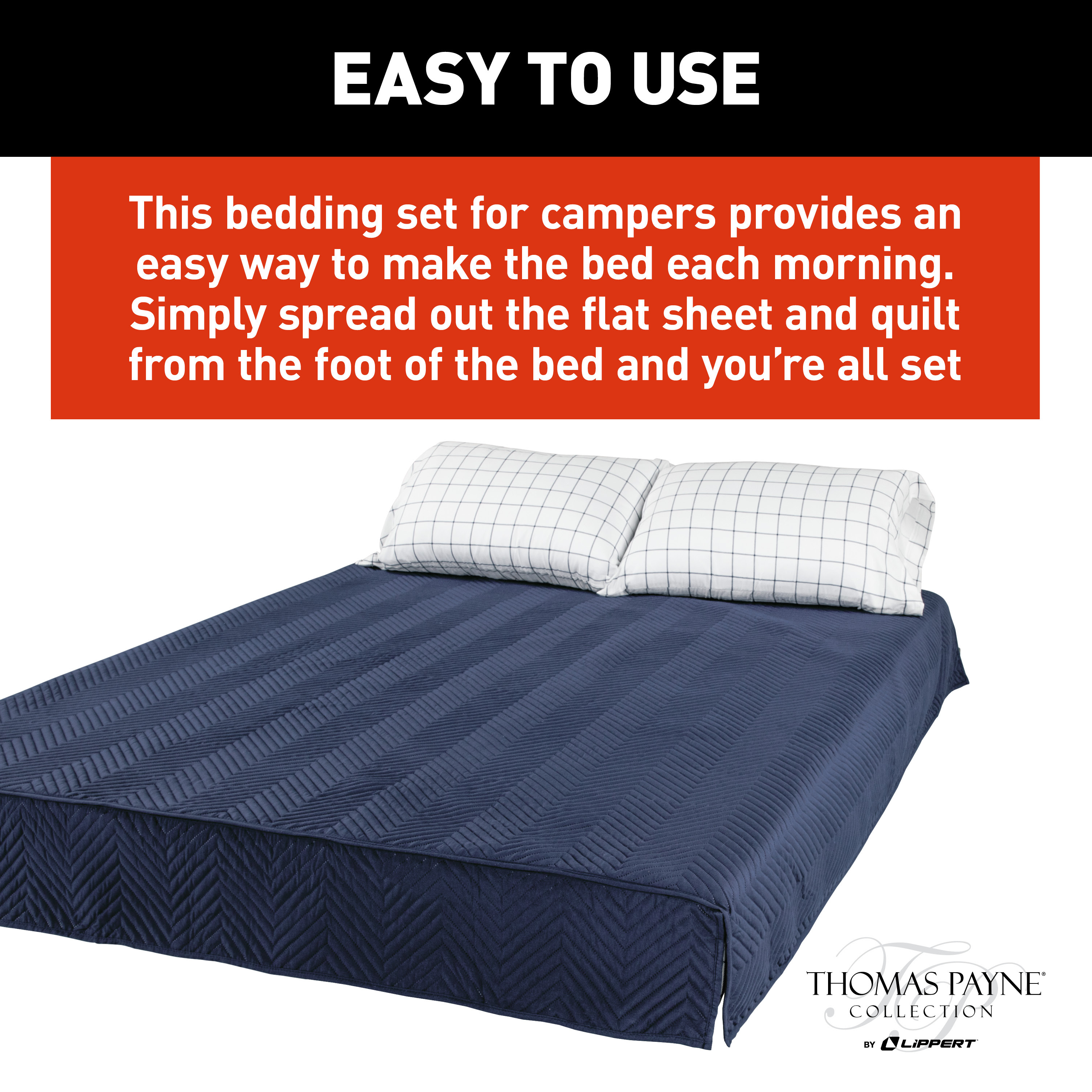 Thomas Payne Easy Zzzs RV Bedding Set - Short Queen, Navy #2022107824 thumbnail 6