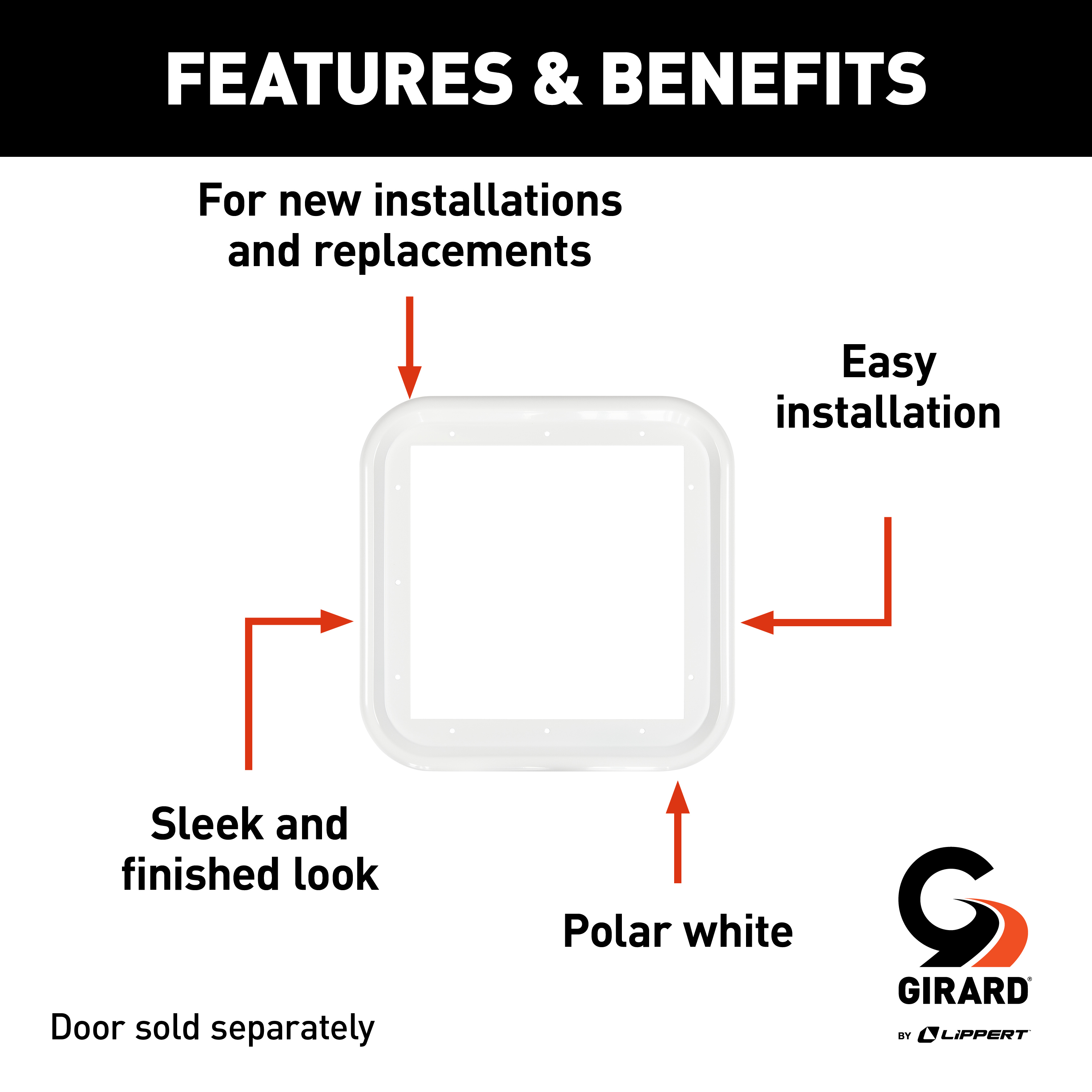 Girard RV Water Heater Door Trim Ring -White thumbnail 2