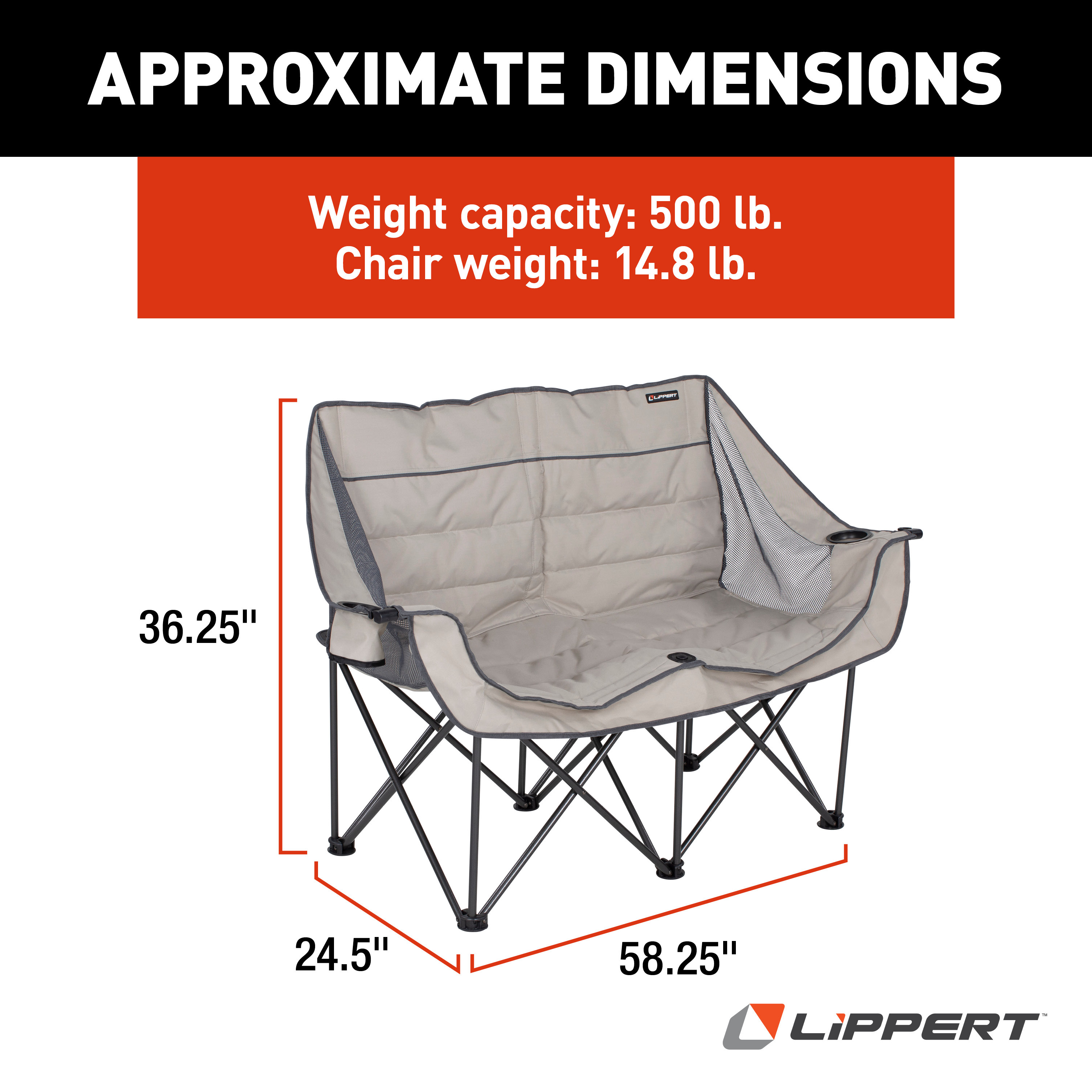 LIPPERT Campfire Folding Loveseat - Sand thumbnail 1