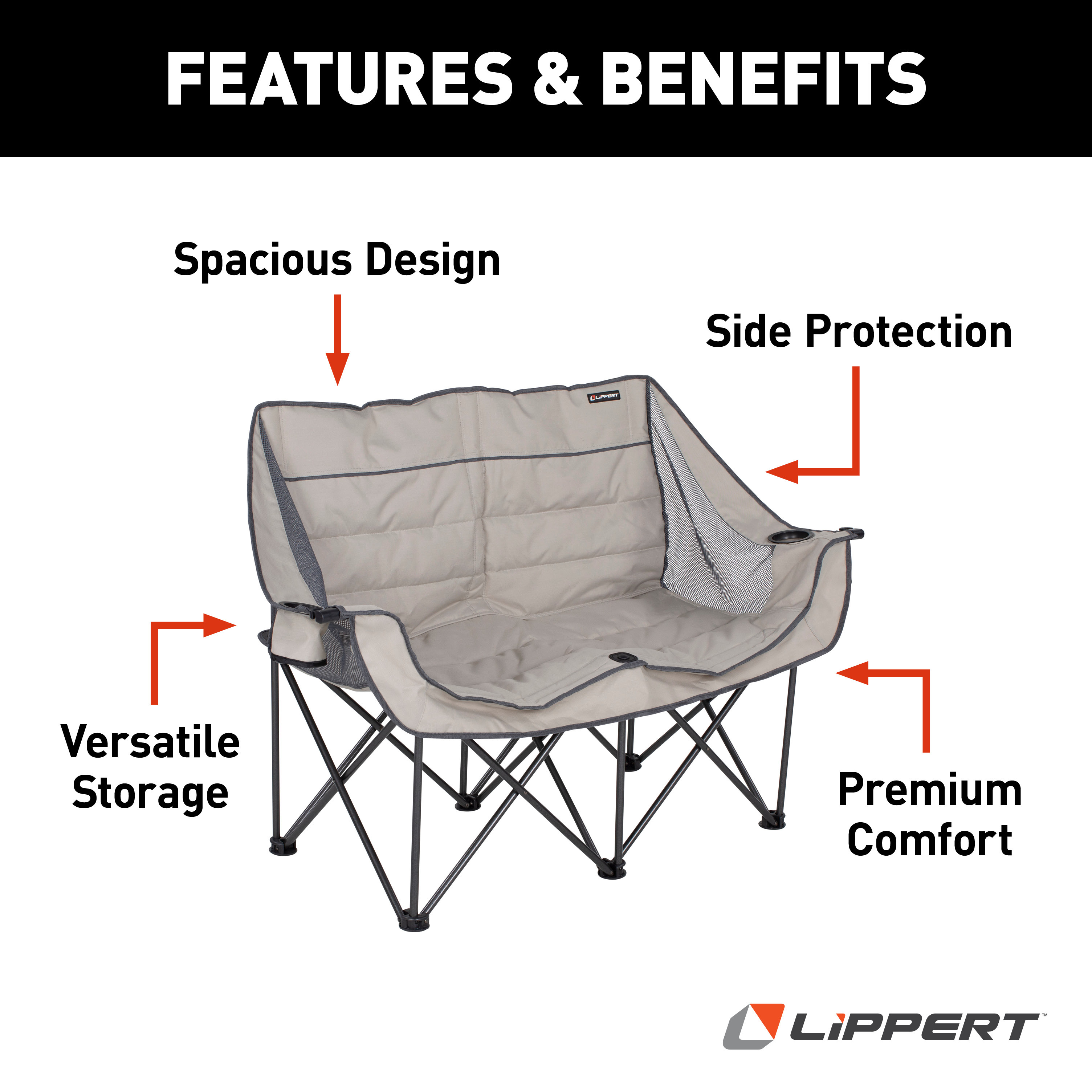 LIPPERT Campfire Folding Loveseat - Sand thumbnail 2