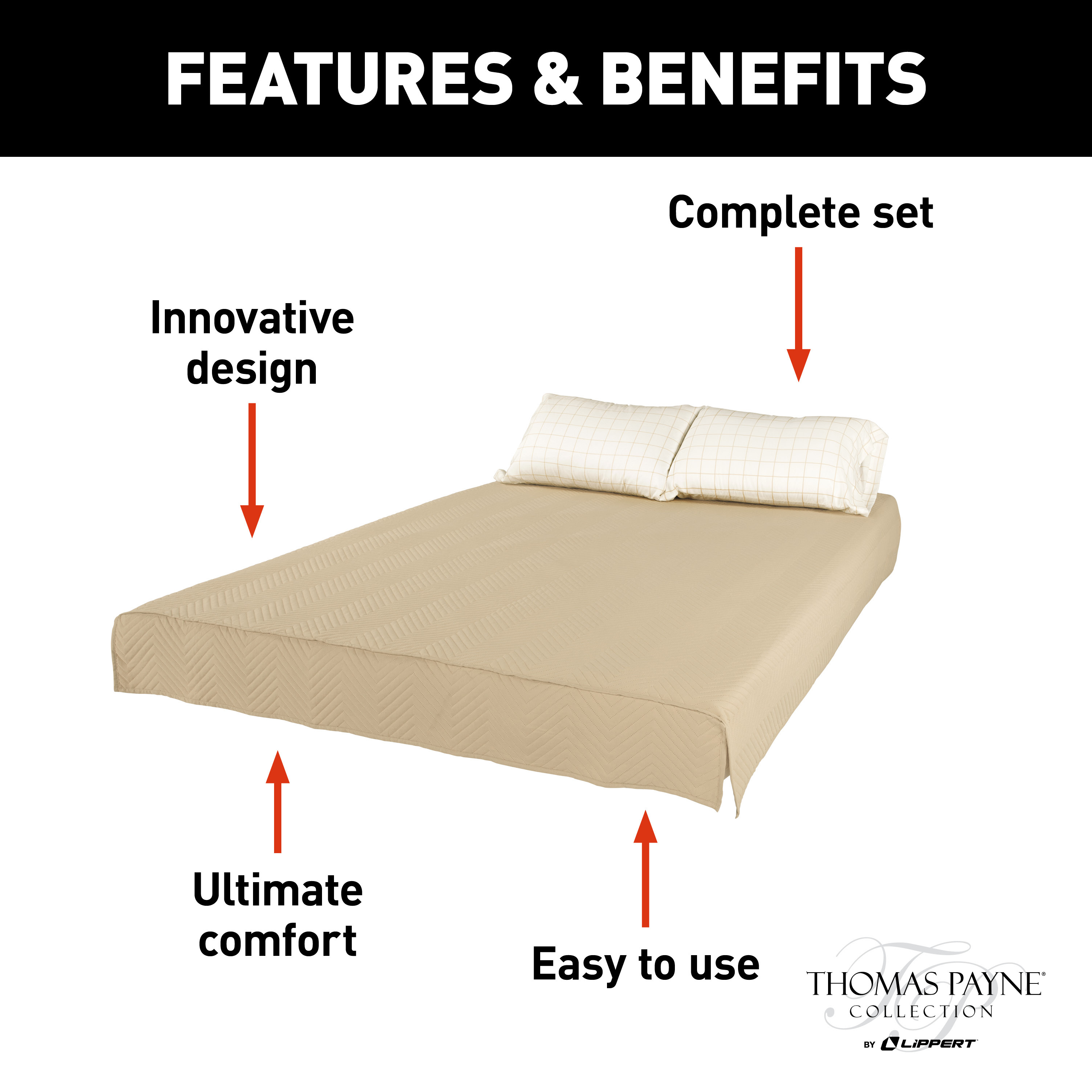 Thomas Payne Easy Zzzs RV Bedding Set - Short Queen, Tan #2022107829 thumbnail 2
