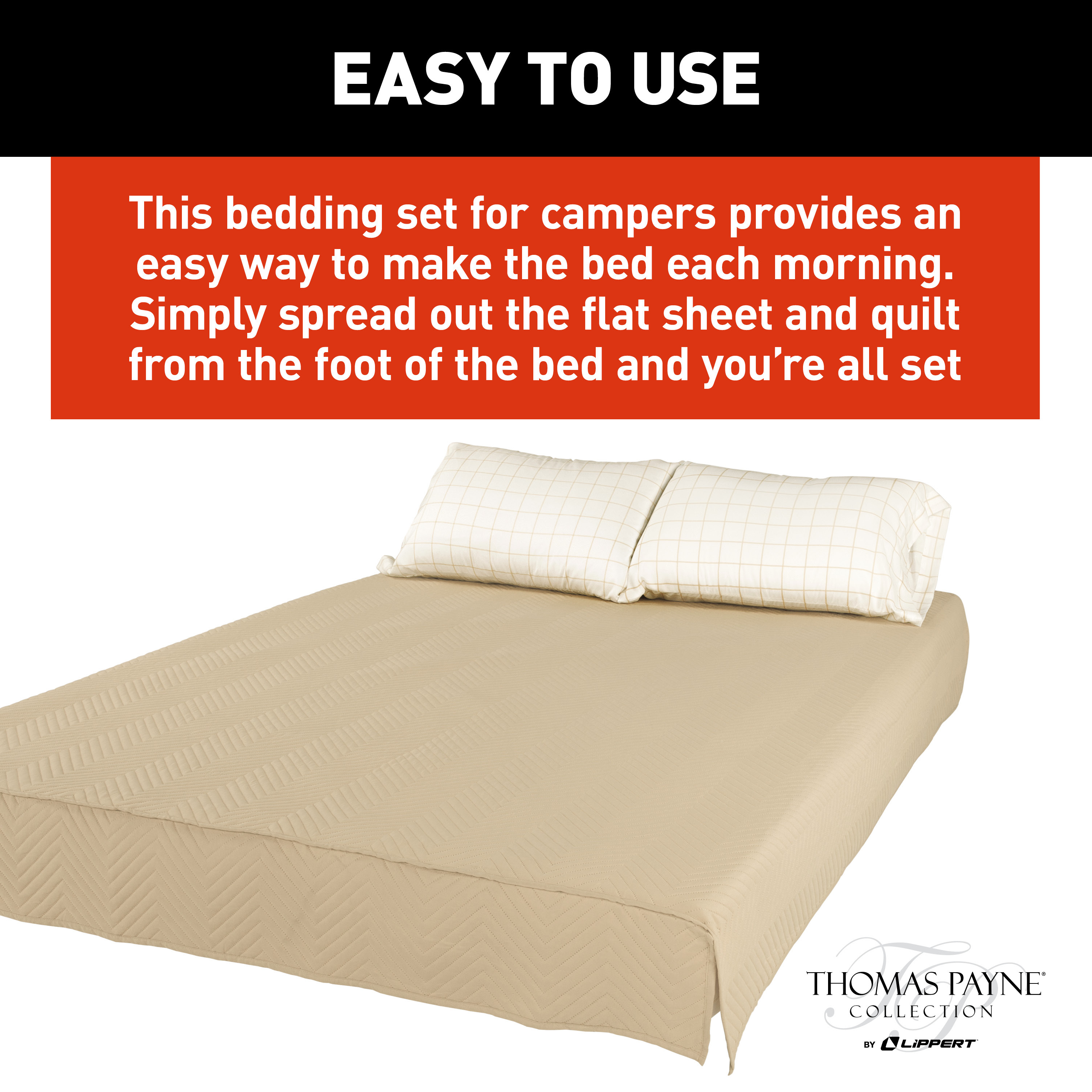 Thomas Payne Easy Zzzs RV Bedding Set - Short Queen, Tan #2022107829 thumbnail 6