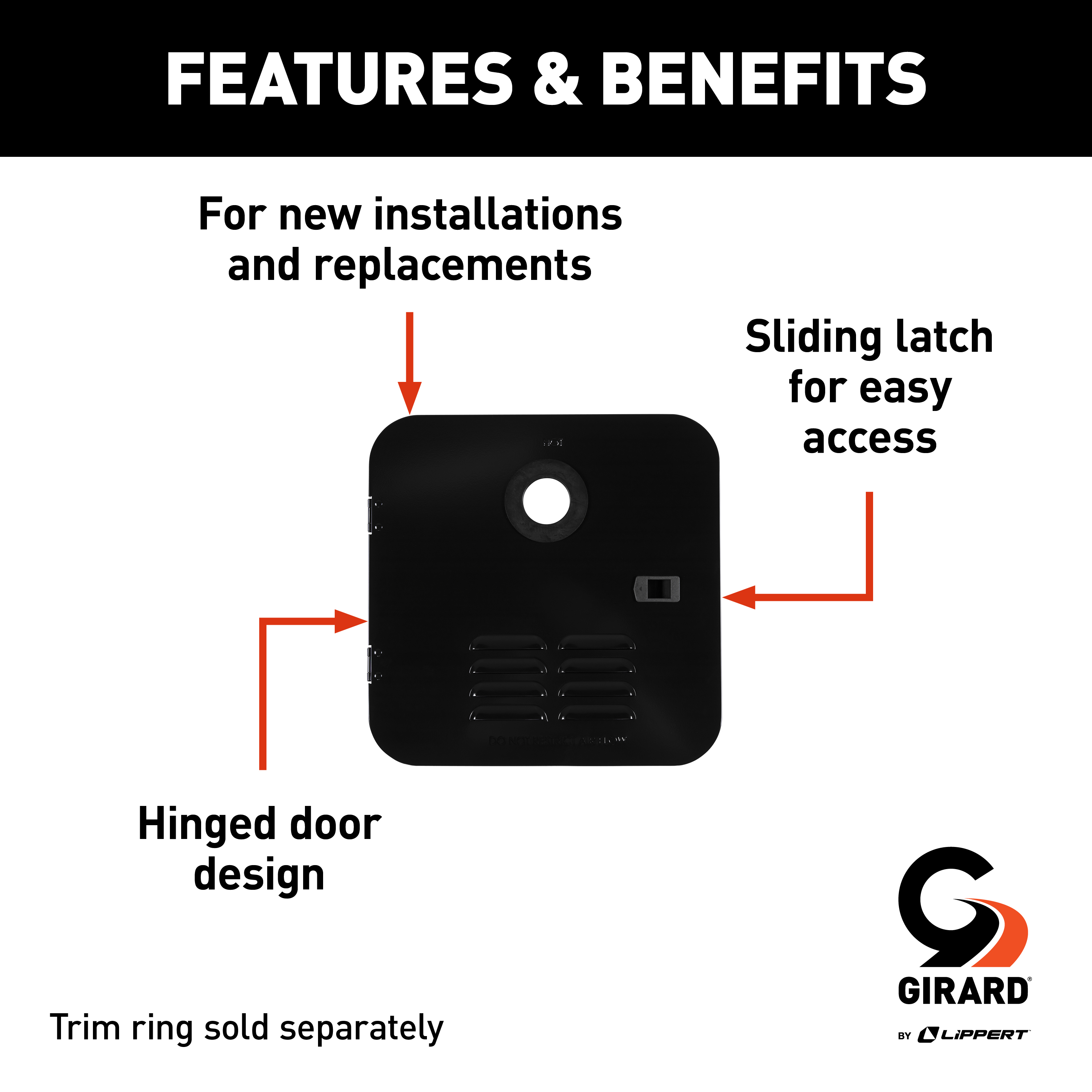 Girard RV Water Heater Door Installation Kit - 6 Gallon (Suburban), Black #2GWHDB thumbnail 2