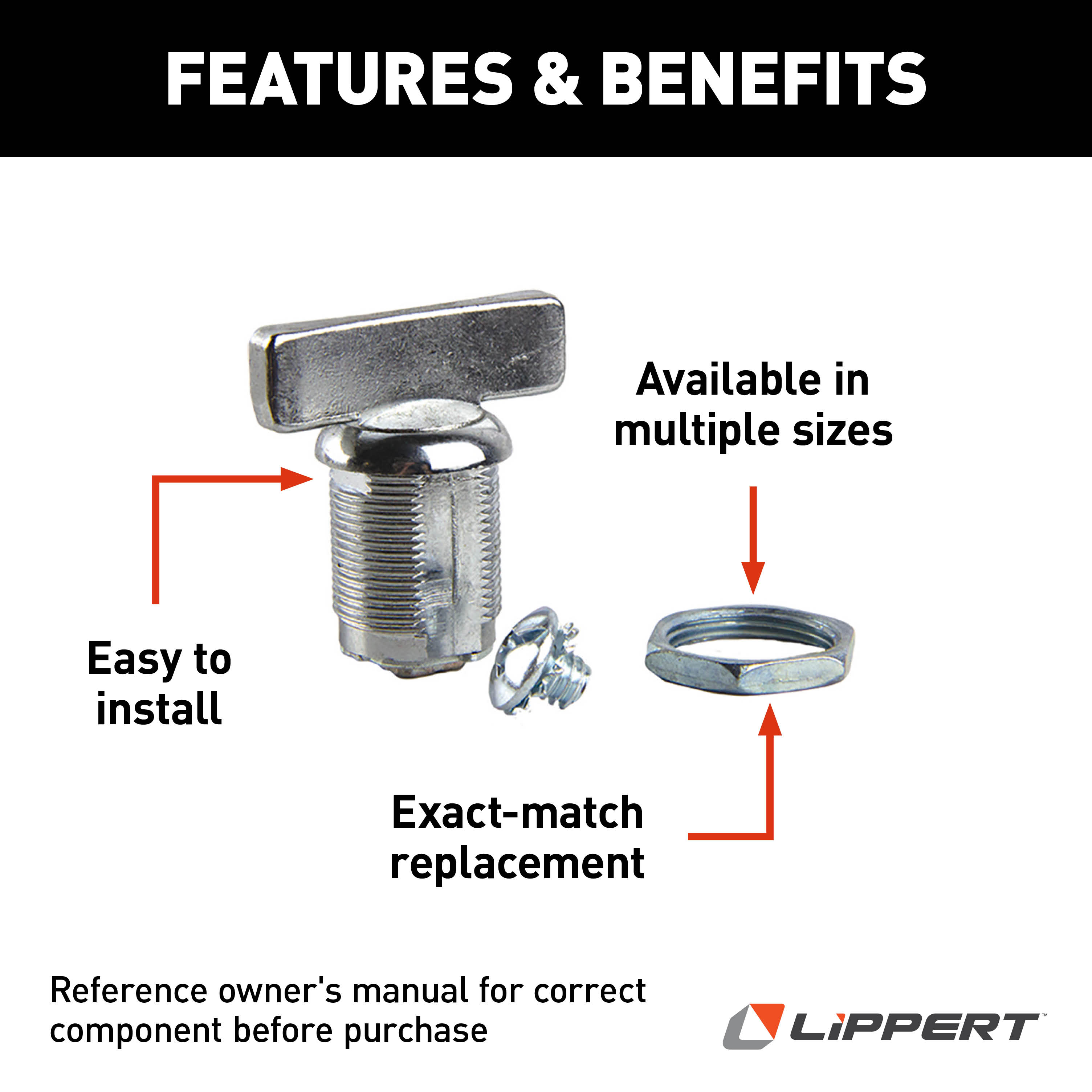 Lippert RV Baggage Door Turn Latch - 1-3/8" #213117 thumbnail 2