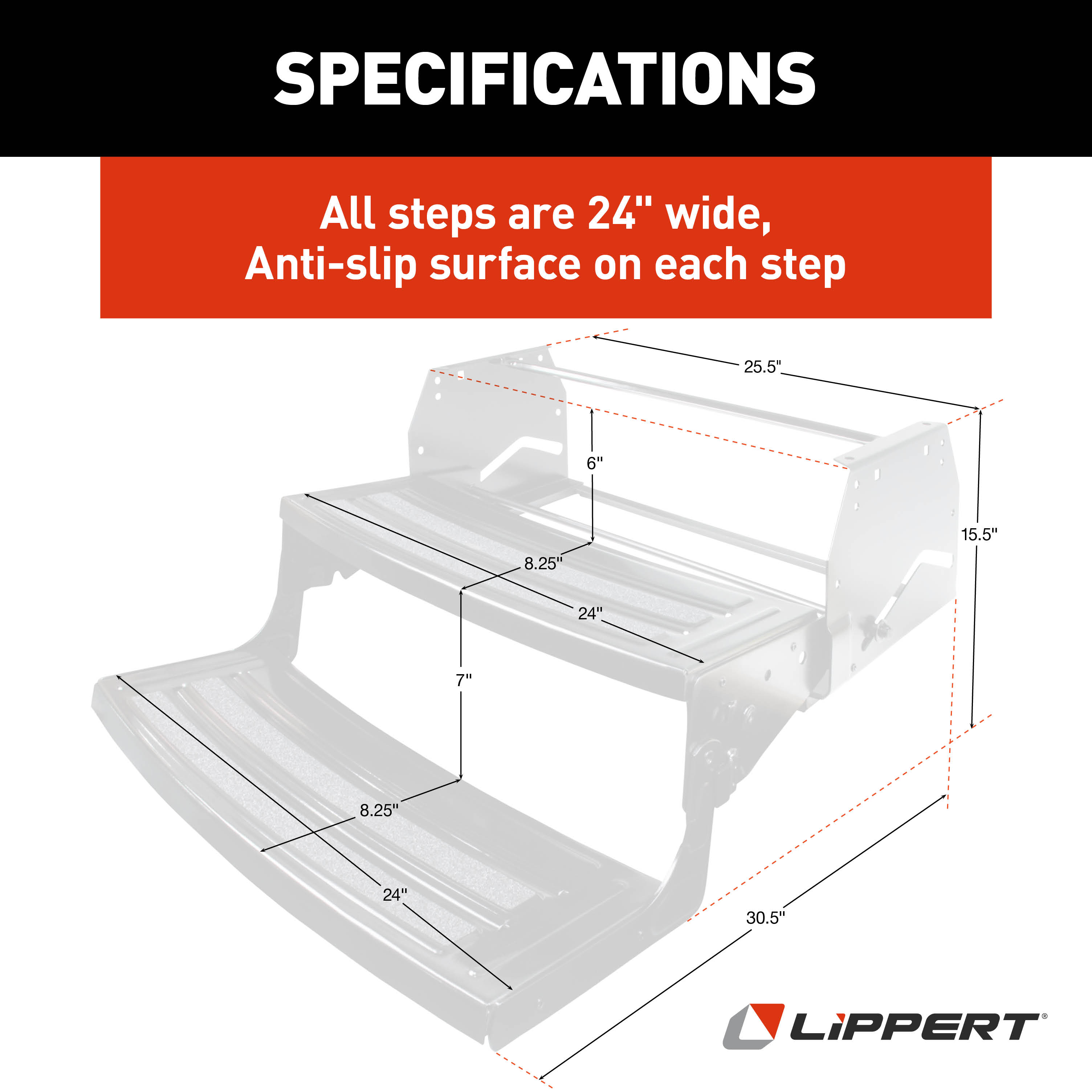 LIPPERT 24" Radius Double Manual Step thumbnail 3