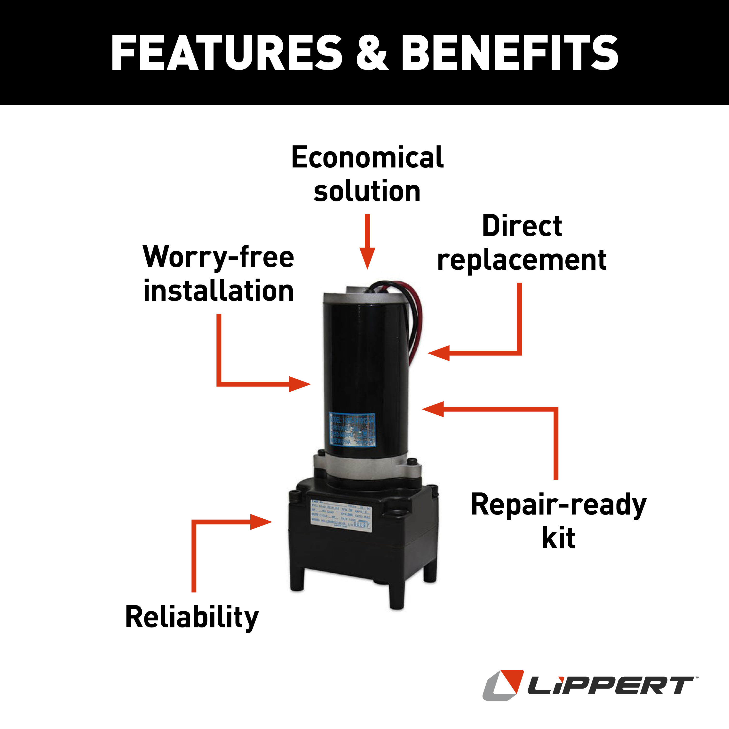 Lippert Replacement Tuson Heavy-Duty Electric RV Landing Gear Motor #196308 thumbnail 2