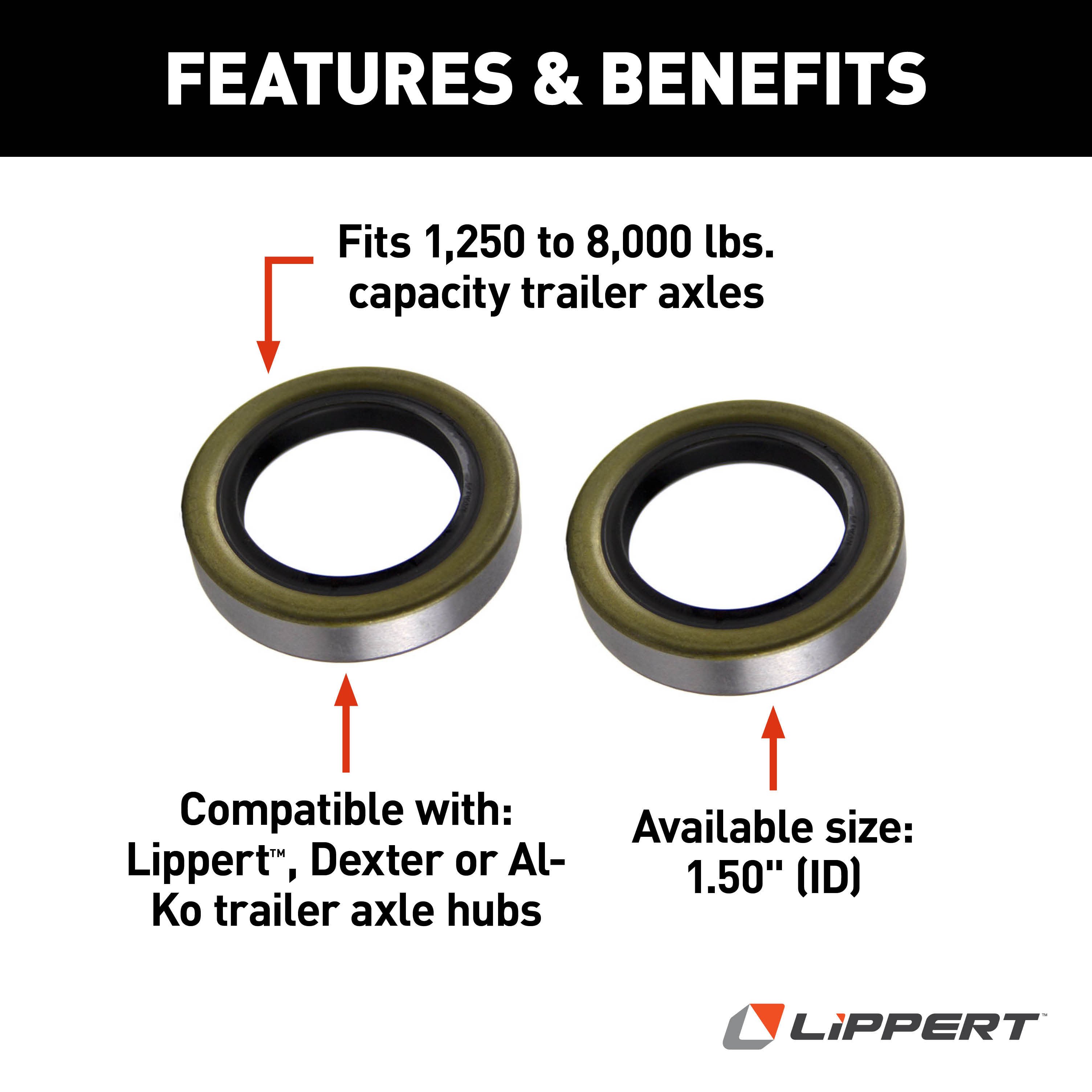Lippert Double Lip Grease Seal - 1.5" ID, 2-Pack 333956 thumbnail 1