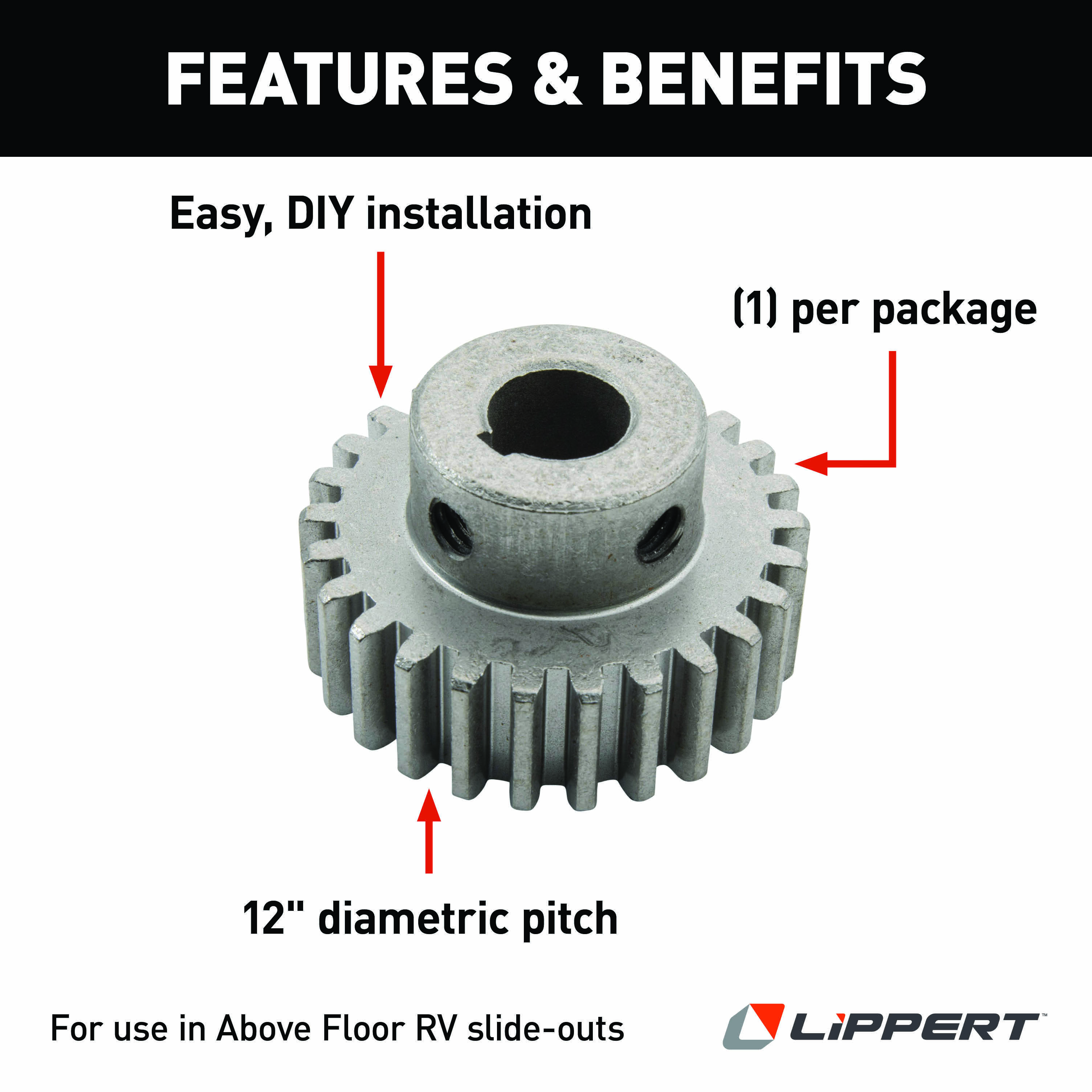 Lippert RV Slide-Out 26-Tooth Crown Gear - 12 DP/14.5 PA #116658 thumbnail 2