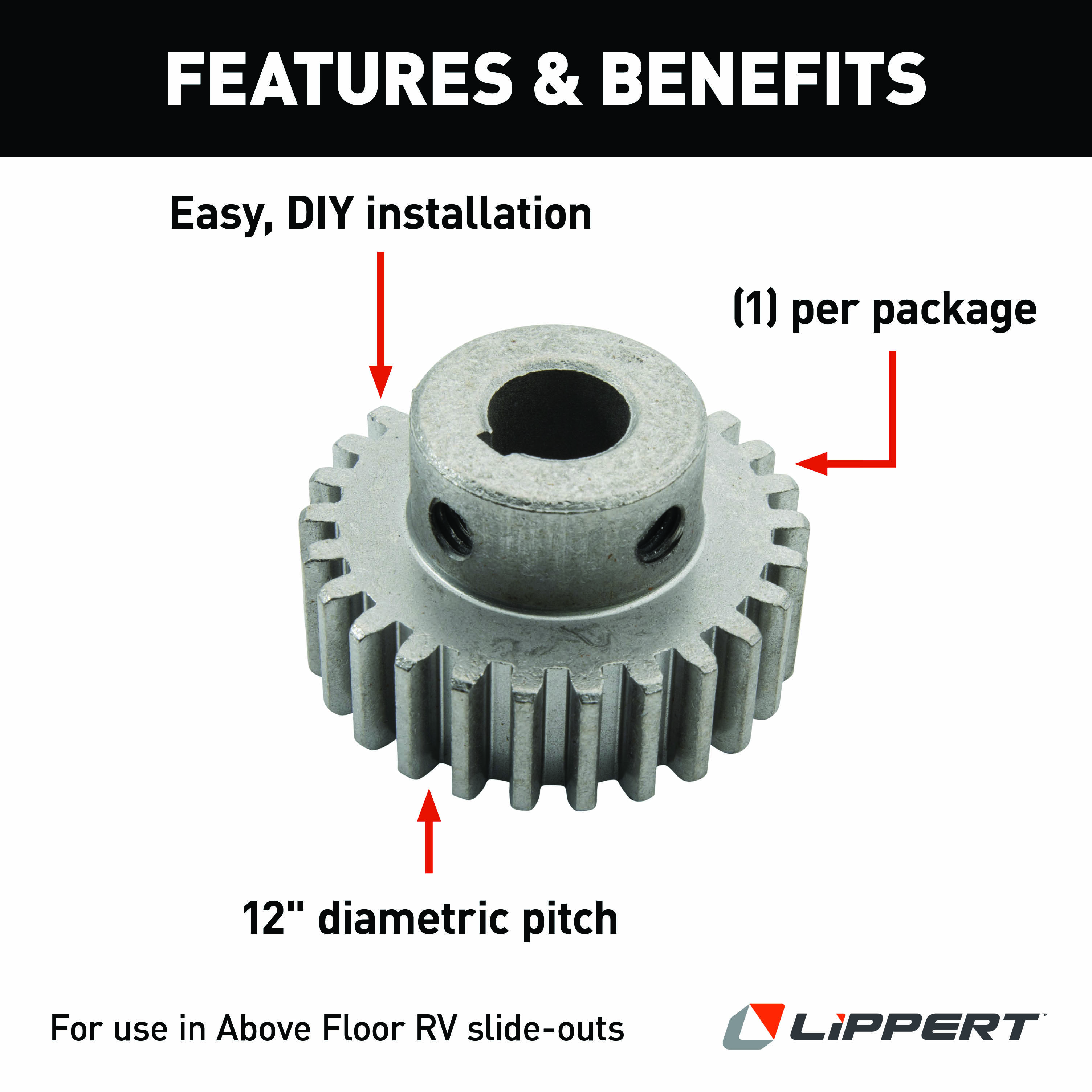 Lippert RV Slide-Out 26-Tooth Crown Gear - 12 DP/14.5 PA #116658 thumbnail 2