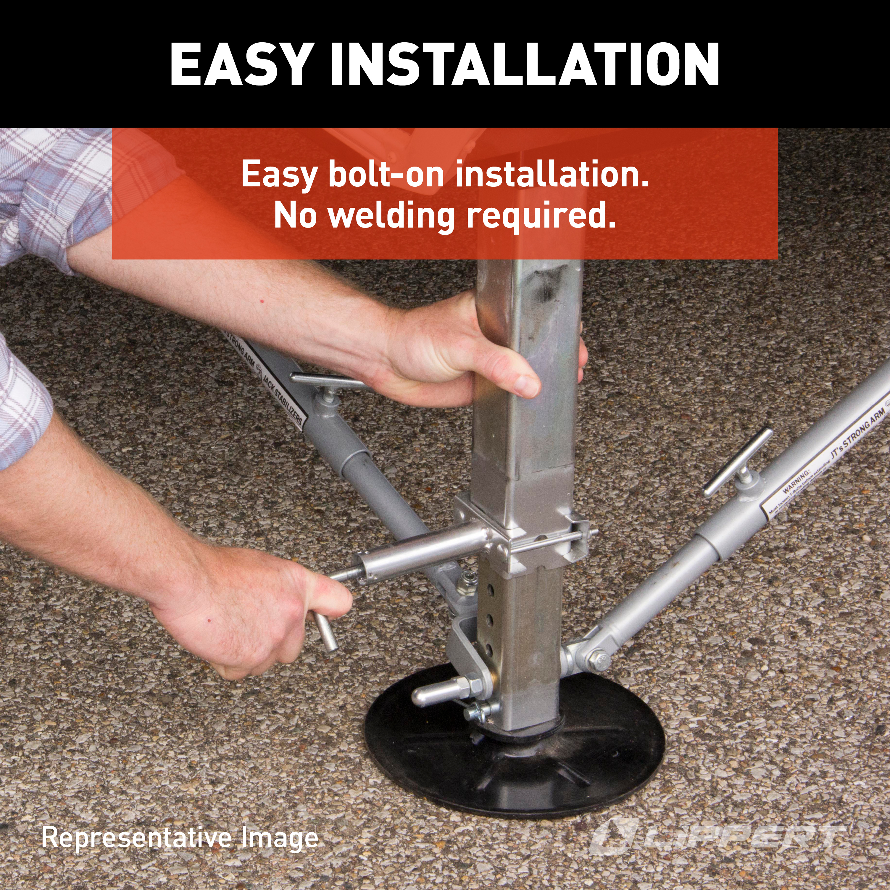 LIPPERT JT's Strong Arm Short 5th Wheel Jack Stabilizer Kit #191024 thumbnail 2