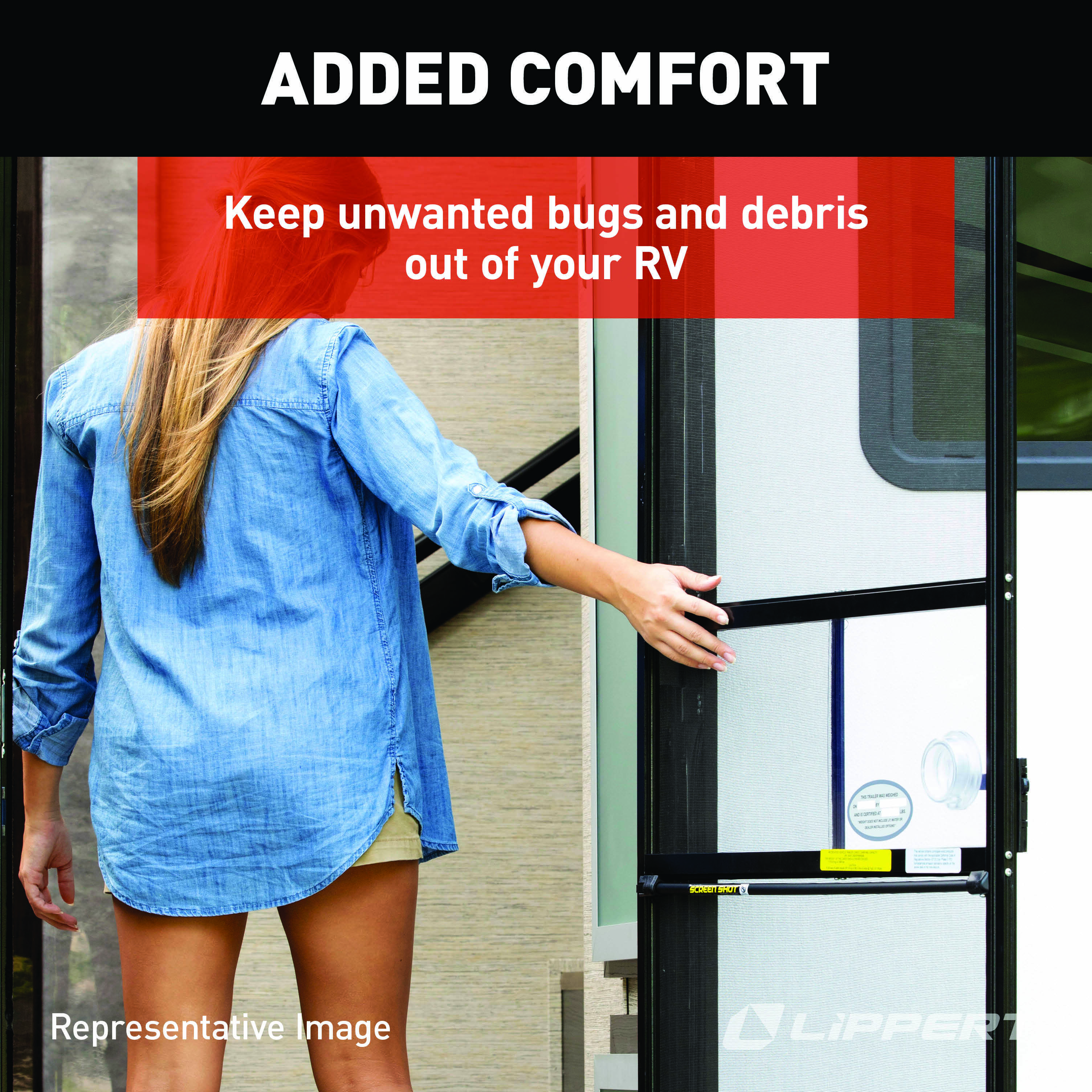 Lippert RV Screen Door Slider Panel with Push-Down Knob Opener #239061 thumbnail 3