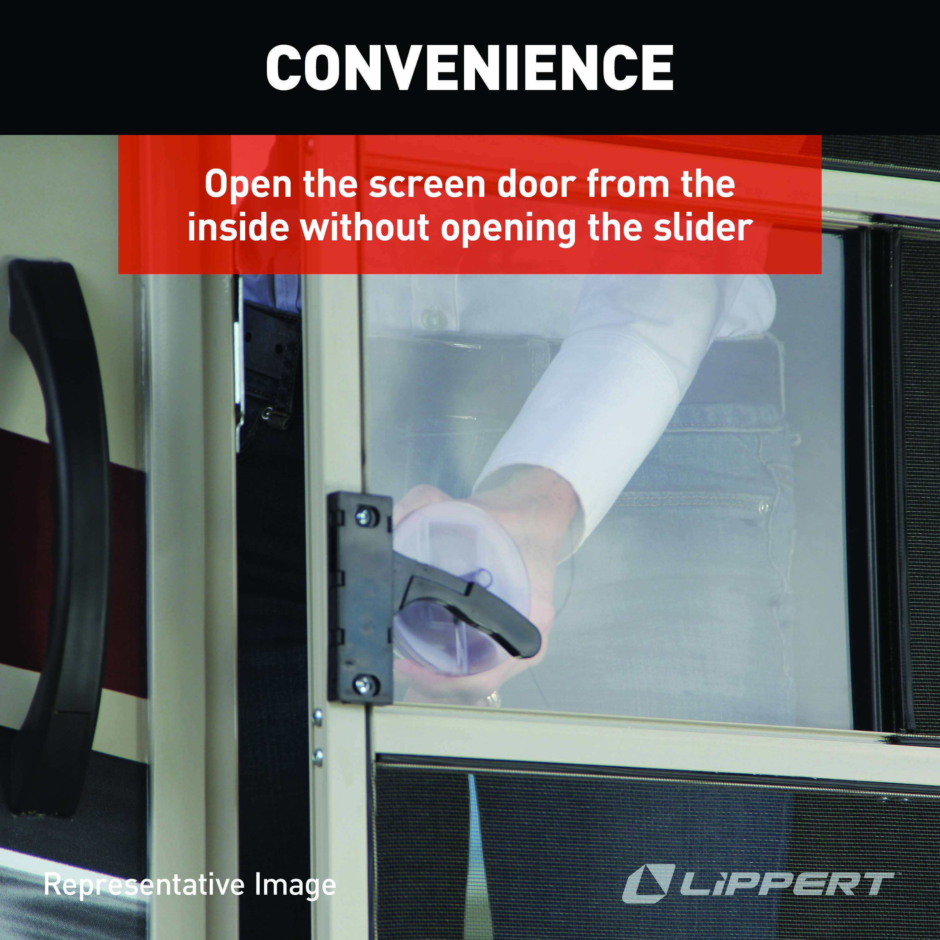 Lippert RV Screen Door Slider Panel with Push-Down Knob Opener #239061 thumbnail 4