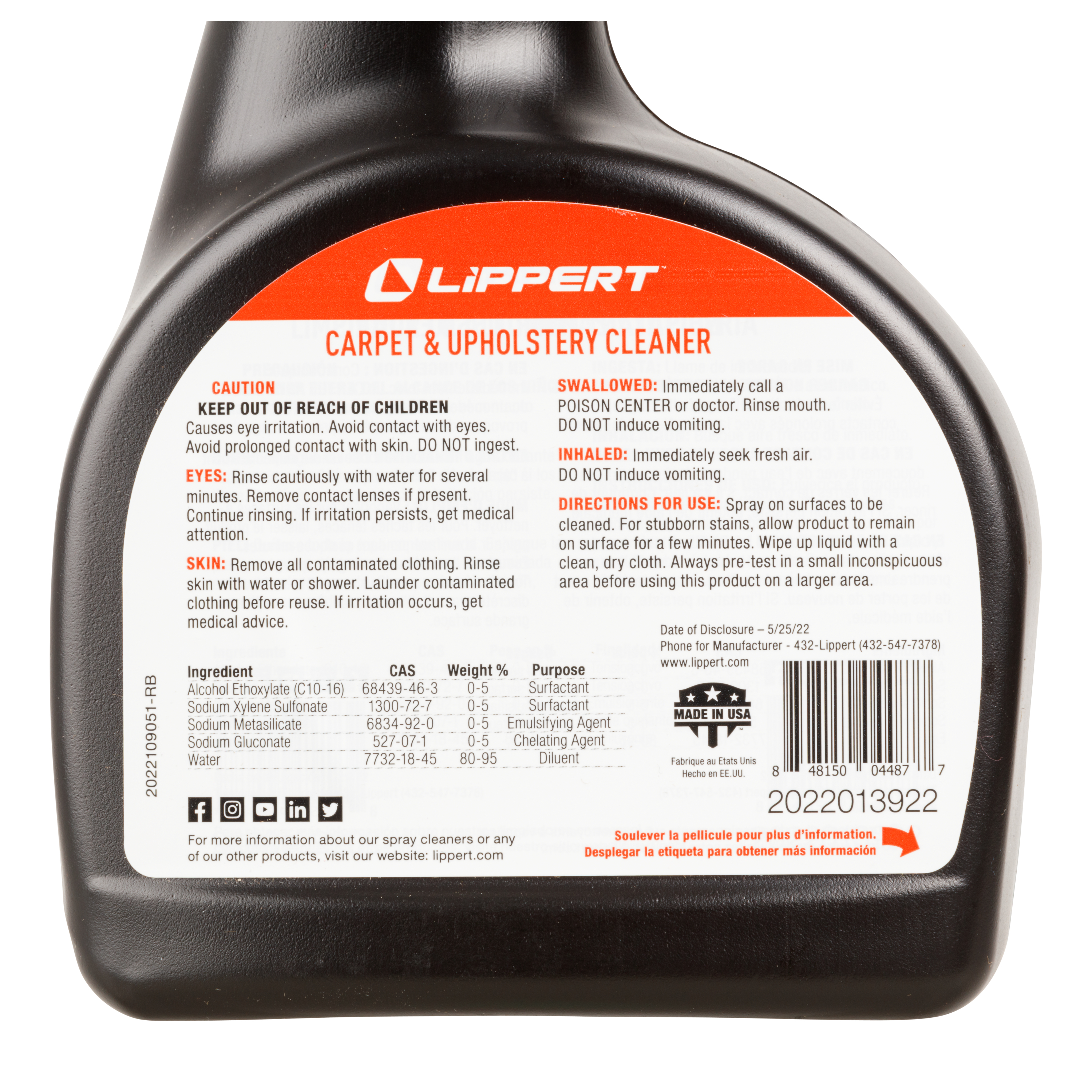 Lippert RV Carpet & Upholstery Cleaner - 32 oz., 12-Pack thumbnail 2