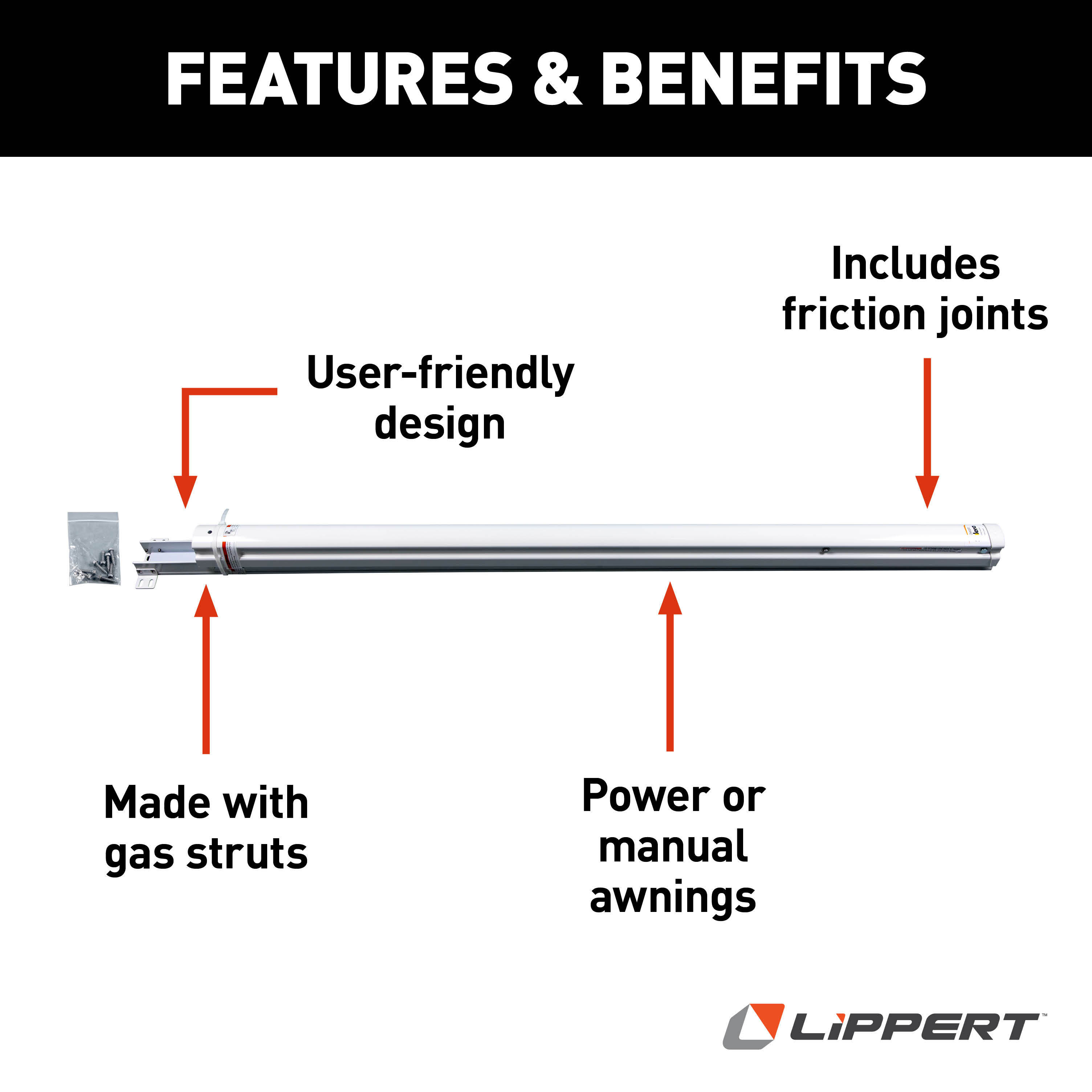 Solera 69" Standard Flat Awning Support Arm Assembly - White #281152 thumbnail 1
