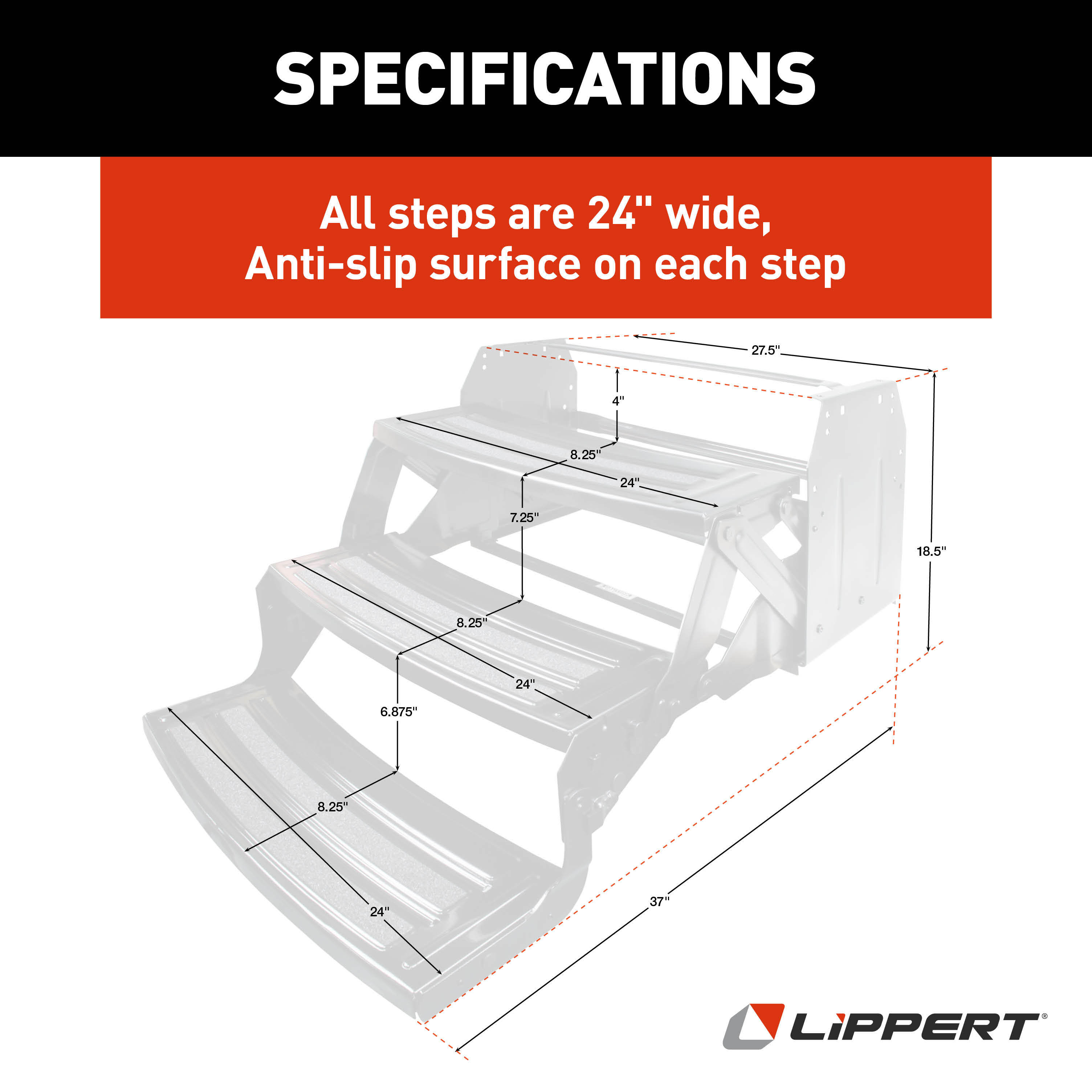 LIPPERT 24" Triple 7" Radius Manual Step thumbnail 3
