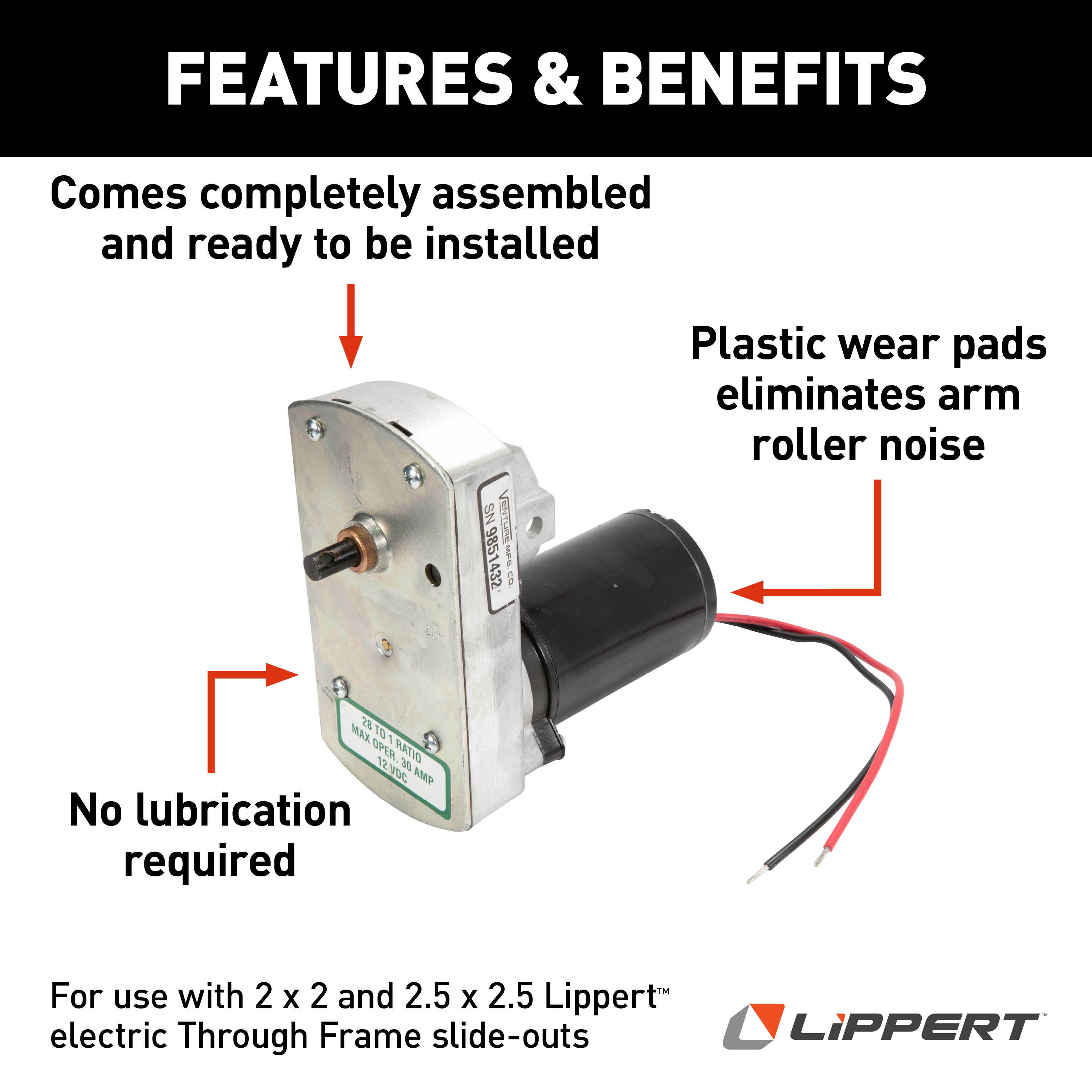 Lippert RV Slide-Out 28:1 Venture Motor #8532-08J - TowUniverse