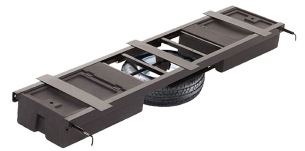 Lippert RV Underchassis Standard Double Bin Storage System with Spare Tire Carrier - 99.5" x 21.5" #125460 thumbnail 0
