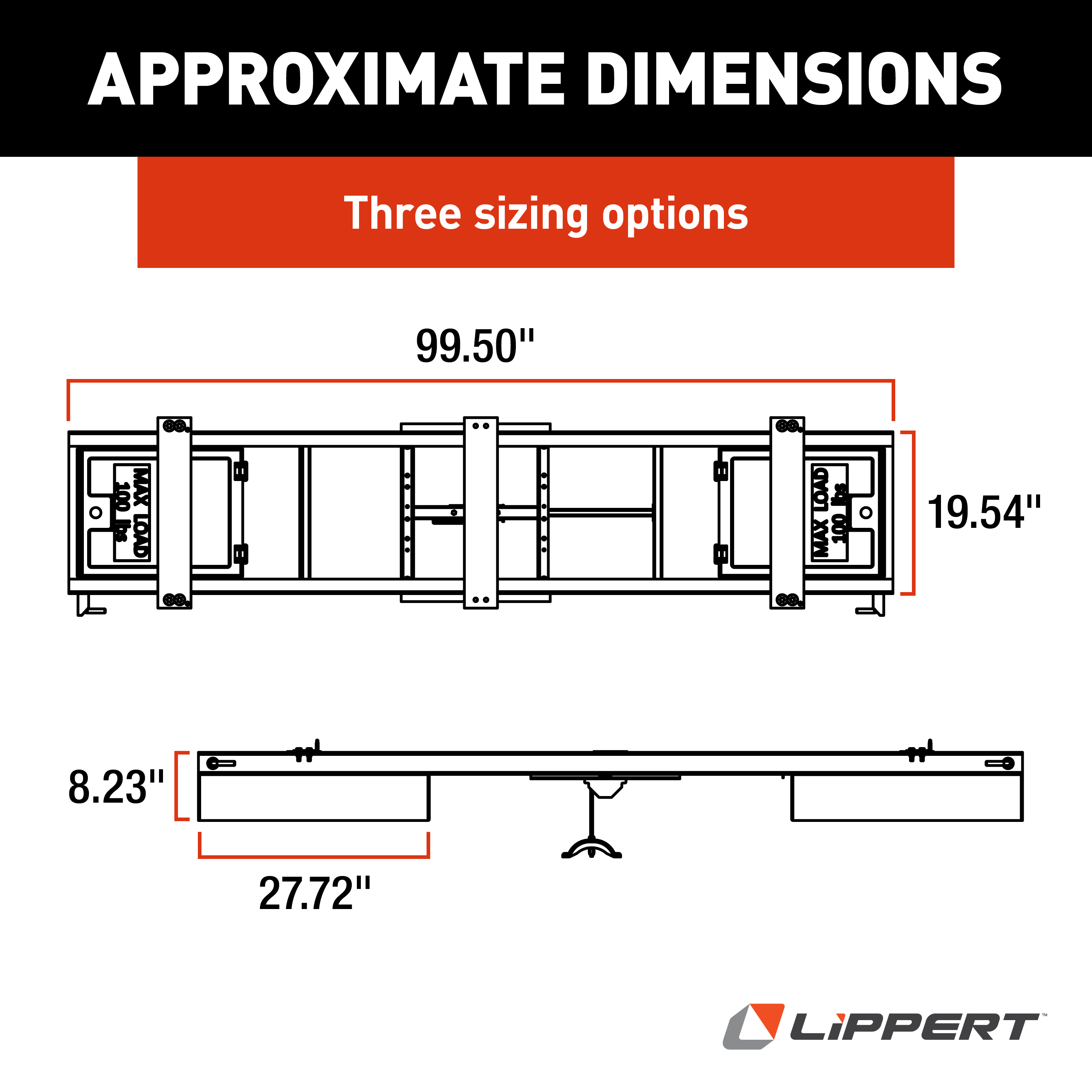 Lippert RV Underchassis Standard Double Bin Storage System with Spare Tire Carrier - 99.5" x 21.5" #125460 thumbnail 2