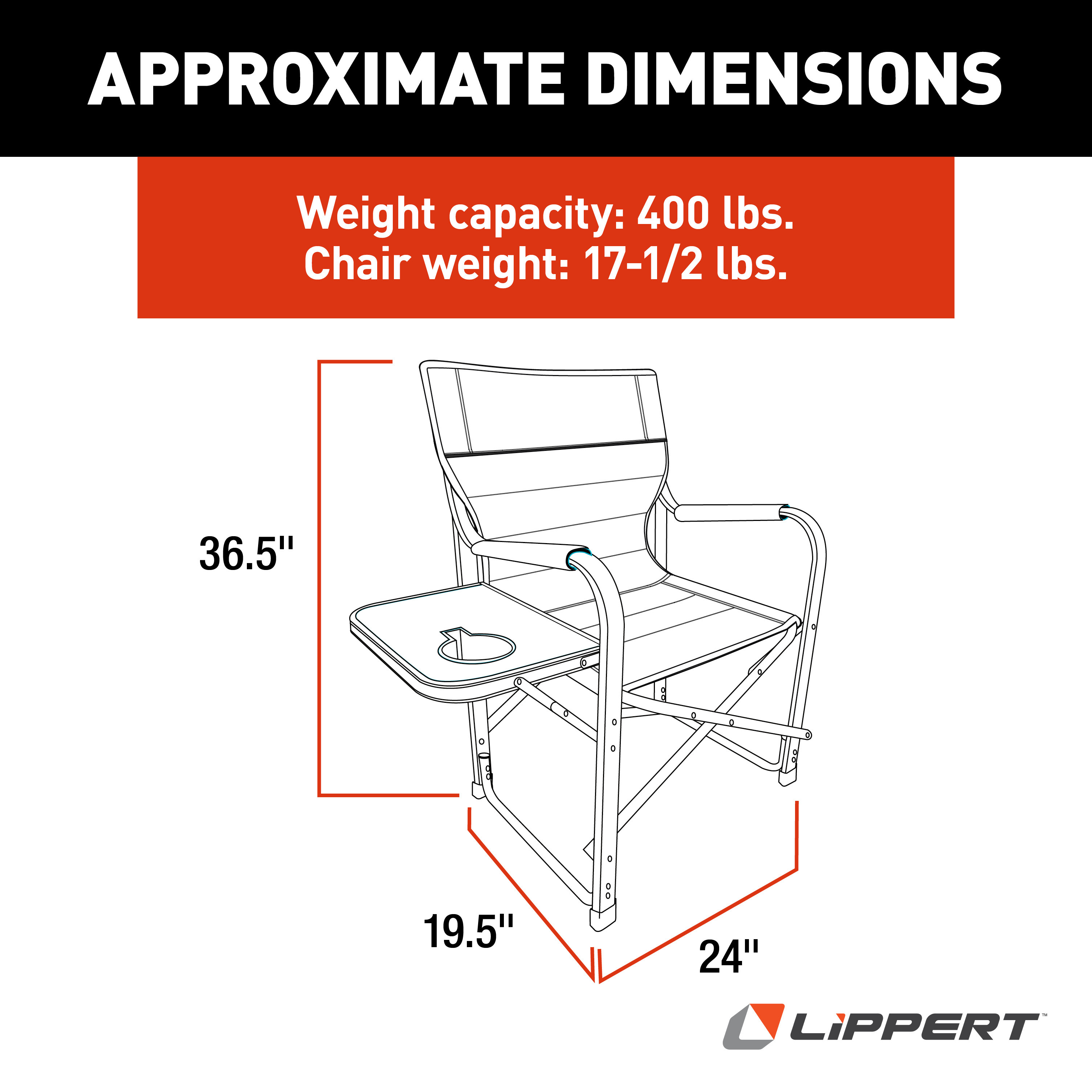 Lippert Scout Plus Director Chair with Side Table - Sand thumbnail 2