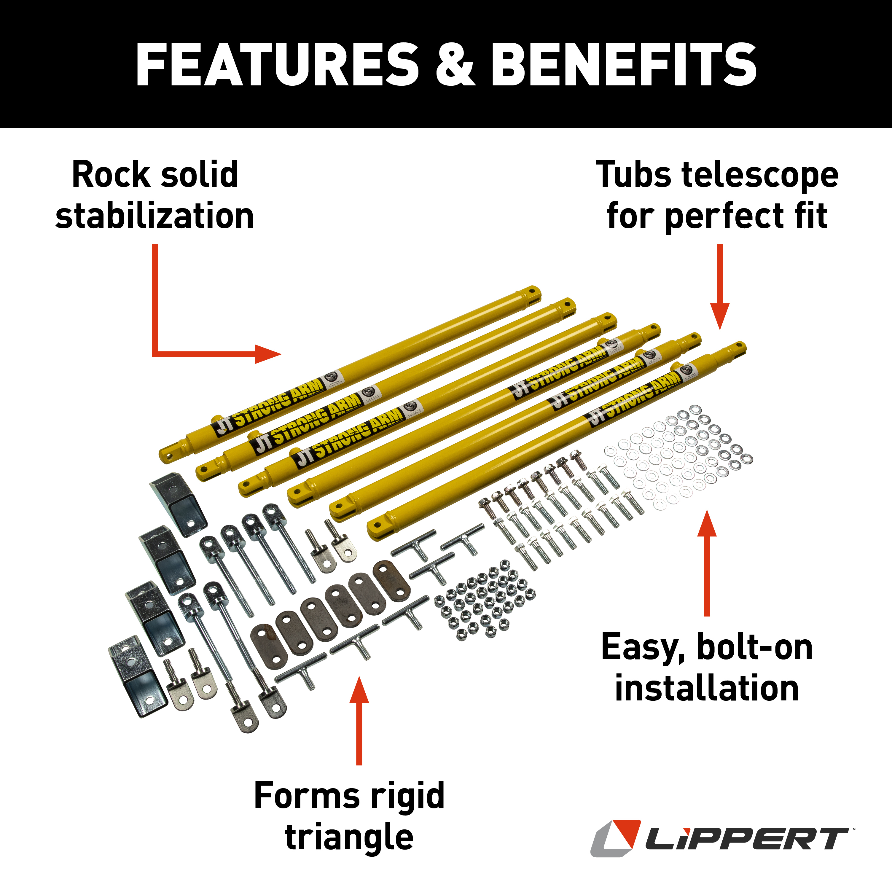 LIPPERT JT's Strong Arm Travel Trailer Jack Stabilizer Kit #191025 thumbnail 1