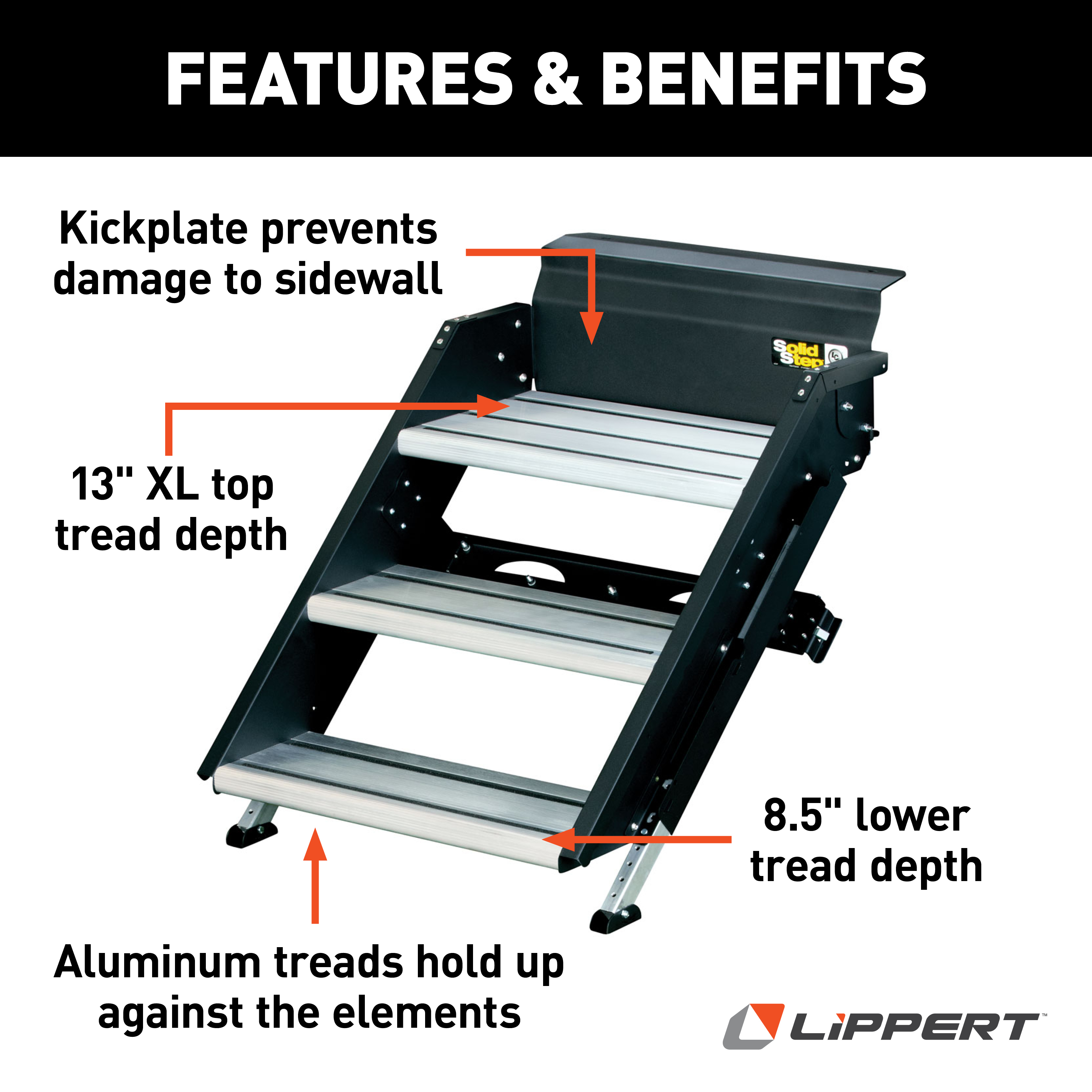 Lippert Solid Step Premium RV Steps - 30" Triple thumbnail 2
