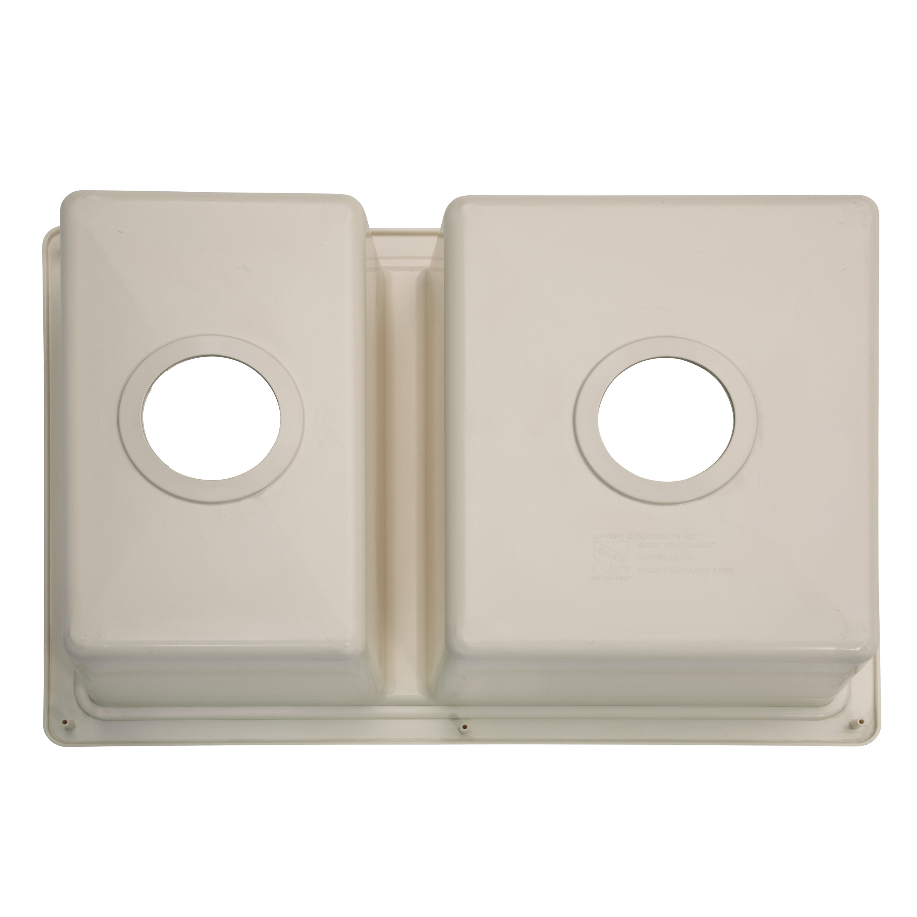 Lippert RV Double Kitchen Galley Sink - 25" x 17" x 6.6" Parchment ABS Plastic thumbnail 4