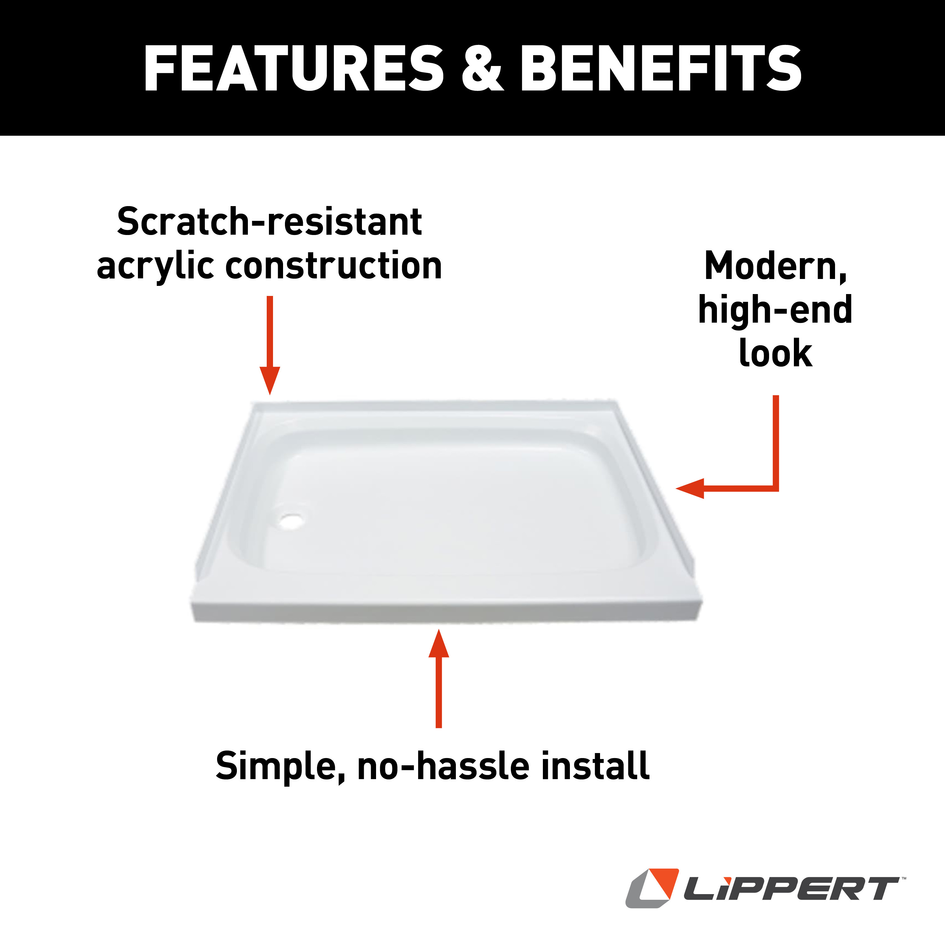 Lippert RV Shower Pan with Left Drain - 24" x 32" White #210369 thumbnail 4