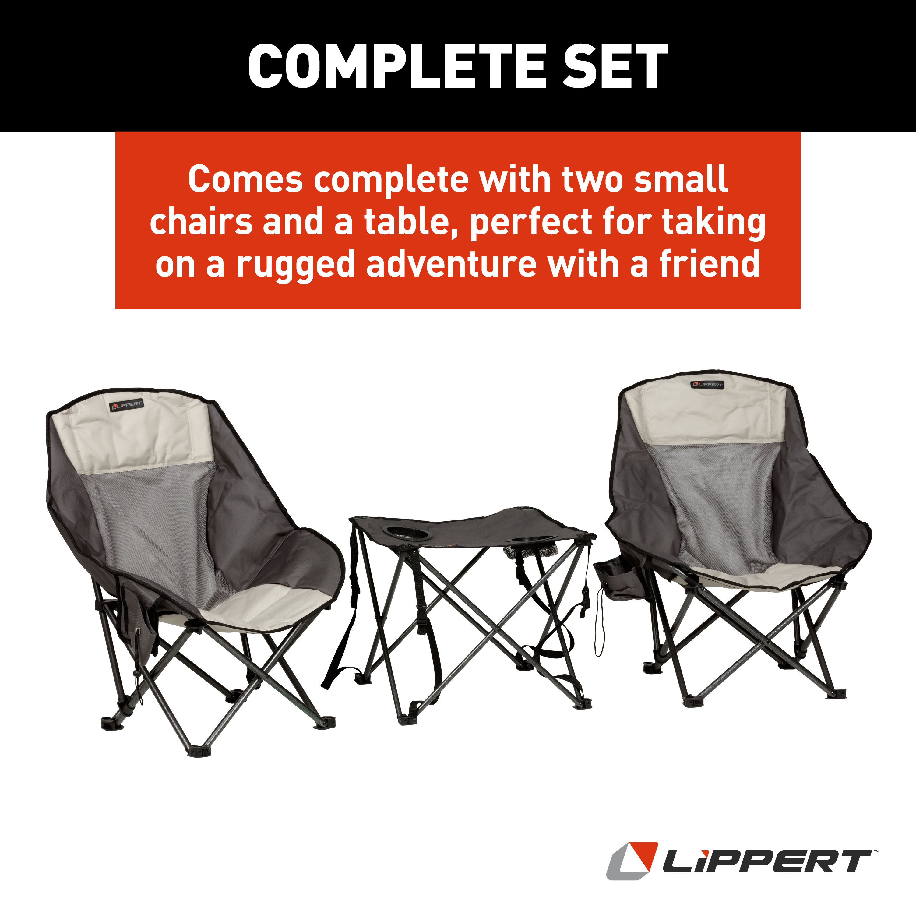 Lippert Baja Overlanding Chair & Table Set - Dark Grey / Sand #2022114831 thumbnail 2