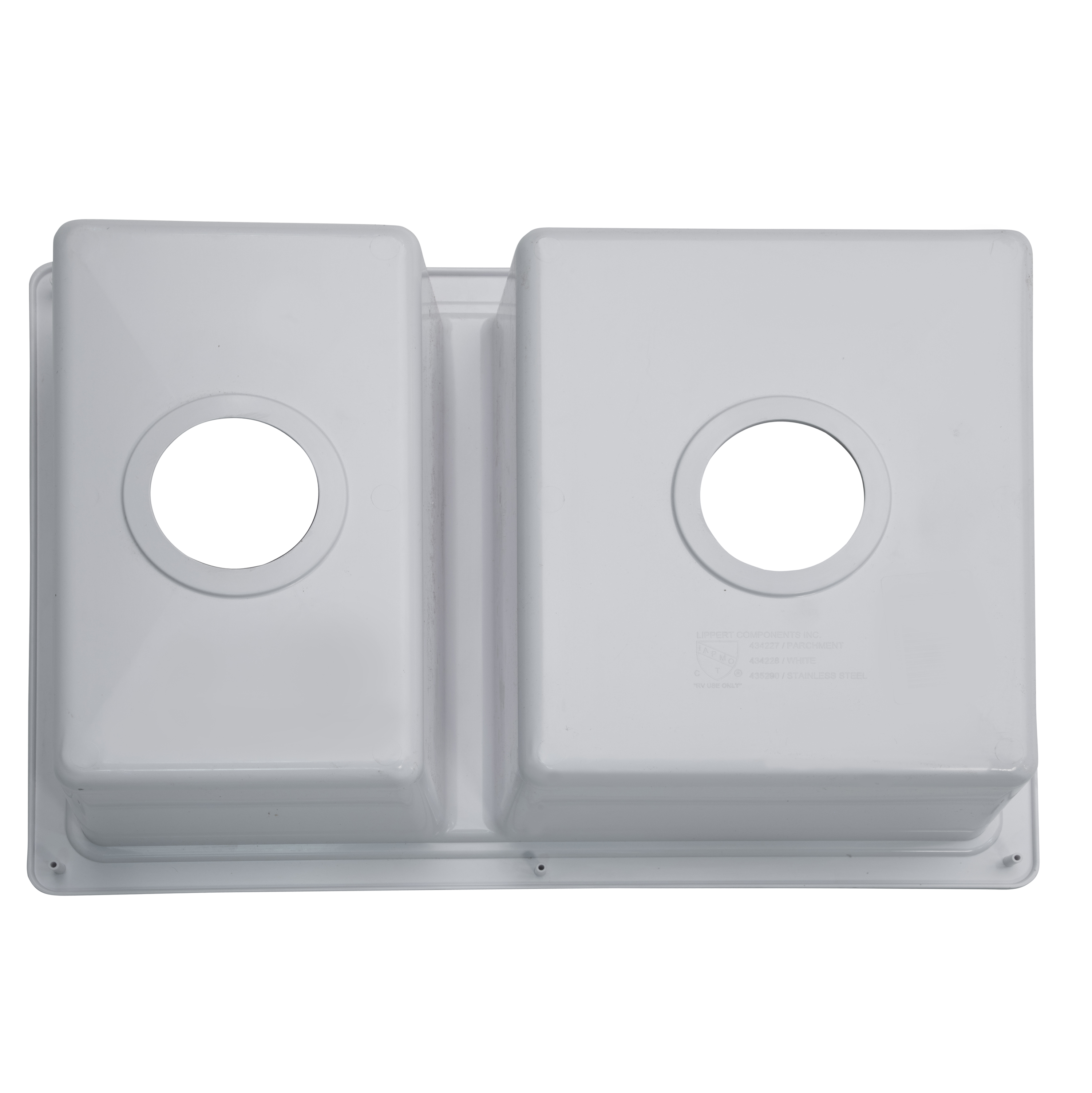 Lippert RV Double Kitchen Galley Sink - 25" x 17" x 6.6" White ABS Plastic thumbnail 4