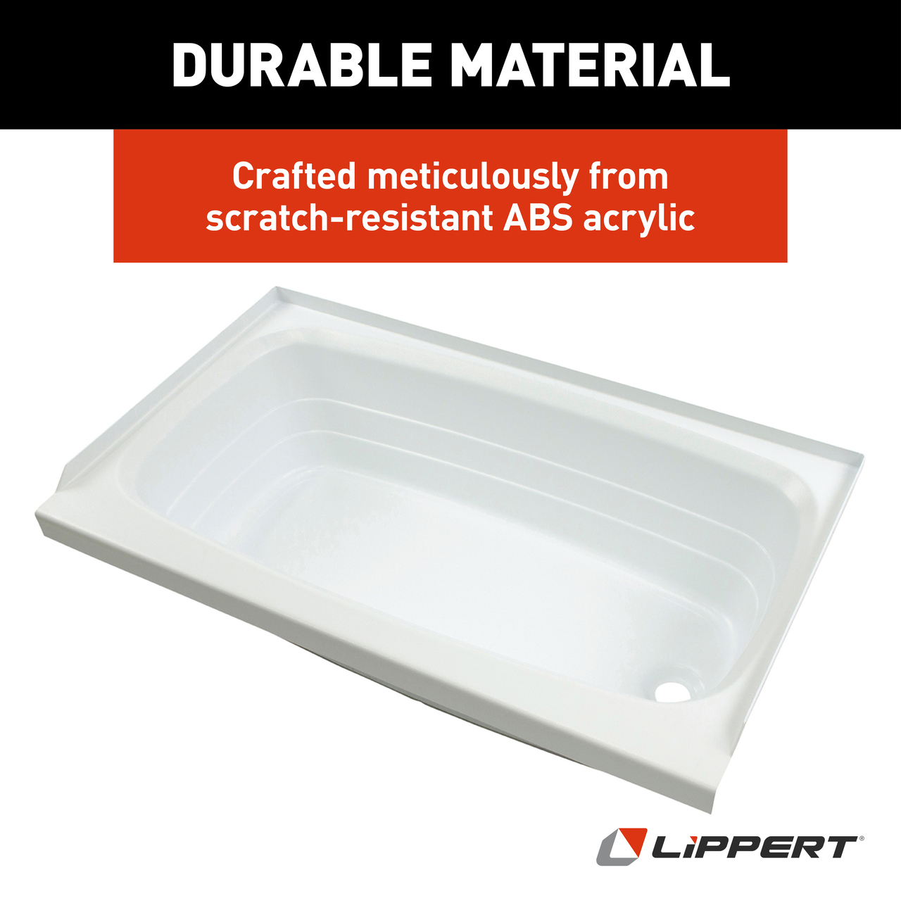 Lippert Bathtub with Right Drain - 24" x 46", White #W2446RHSPK thumbnail 5