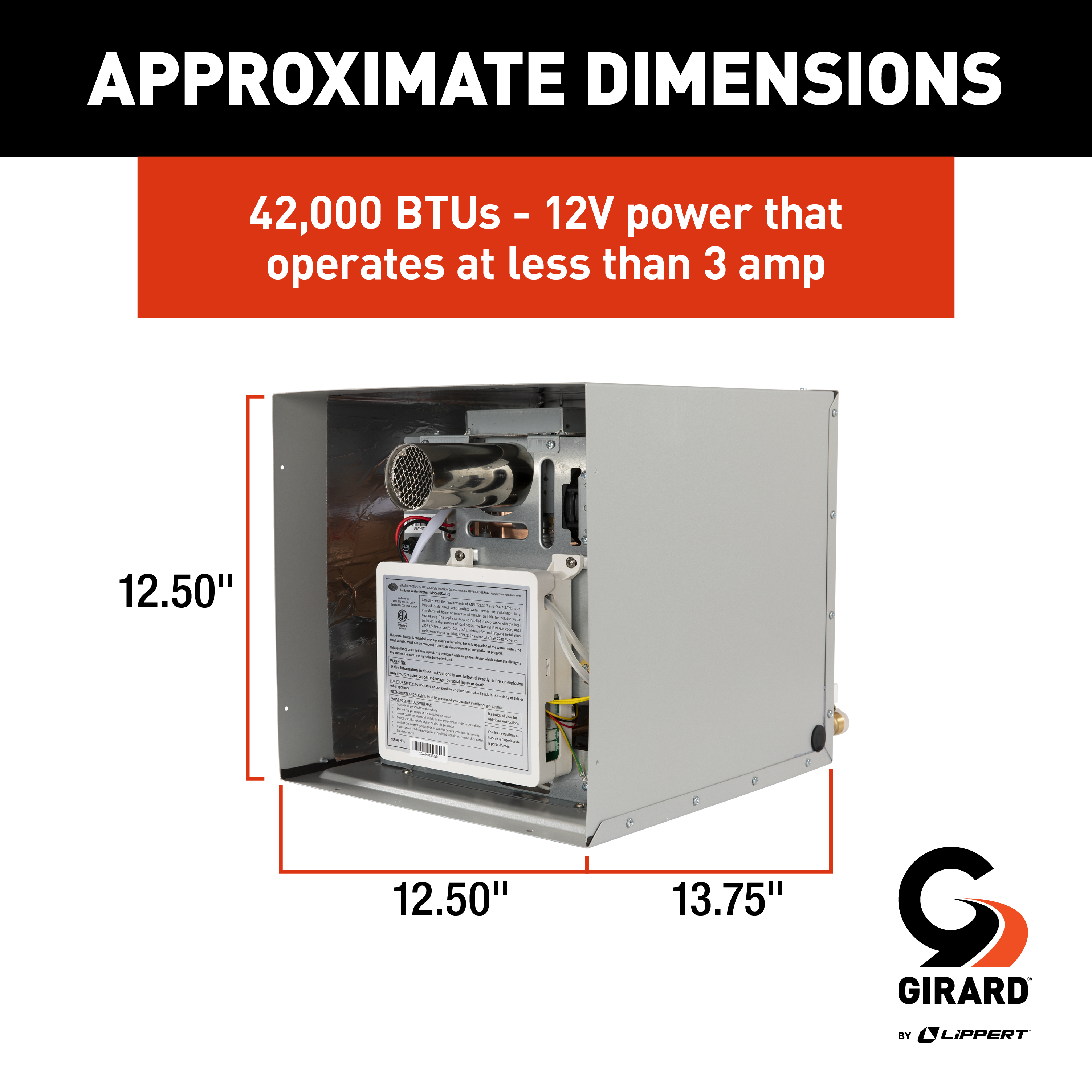 Girard 42,000 BTU Tankless RV 12V RV Water Heater thumbnail 1